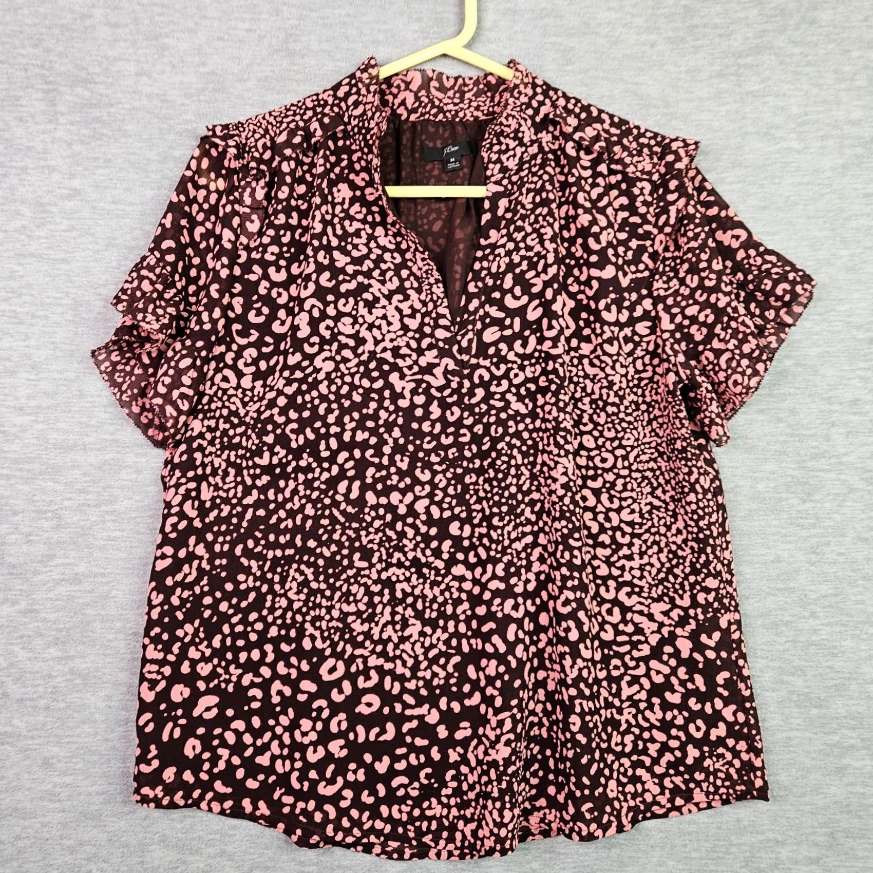 J.Crew J.CREW Women’s M Pink Black Leopard Print Short Sleeve Blouse Lightweight Top Shirt Adult M Multicolor Leopard Mens Womens Girls Size M / US 6-8 / IT 42-44 - 2 Thumbnail