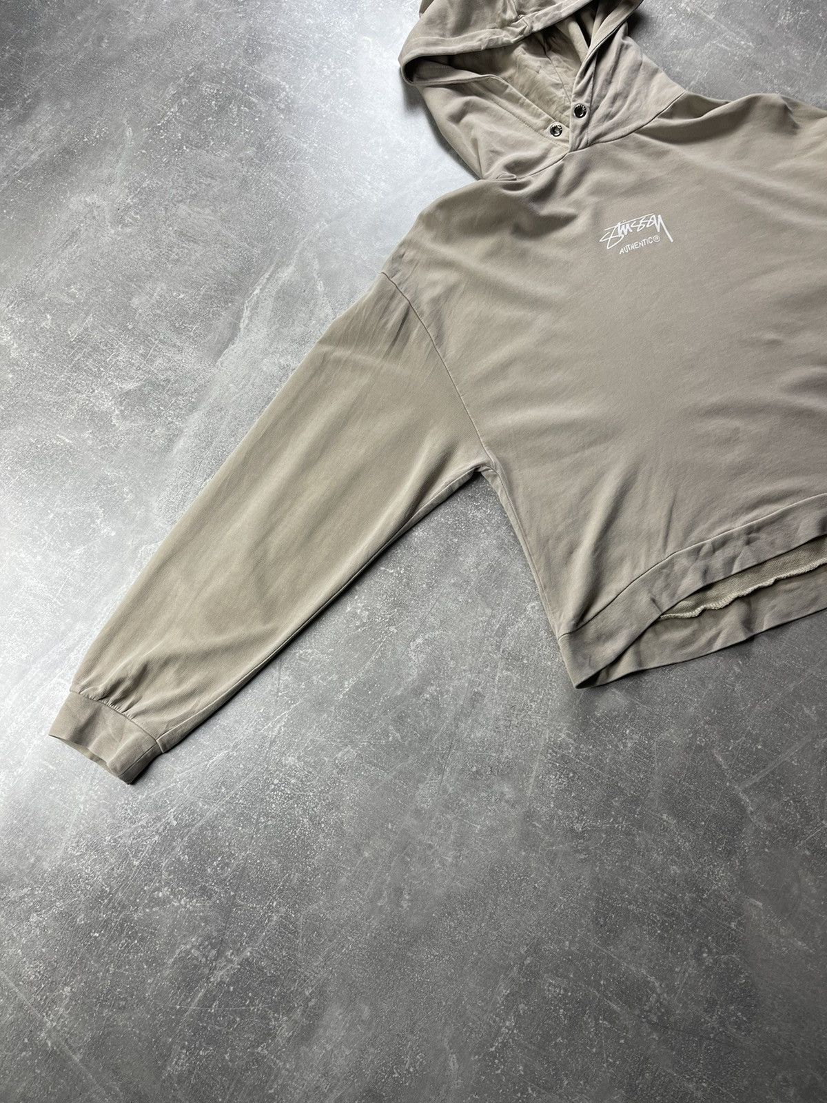 Other Stüssy Authentic Hooded Sweatshirt Minimal Logo Hoodie Taupe Size L / US 10 / IT 46 - 4 Thumbnail