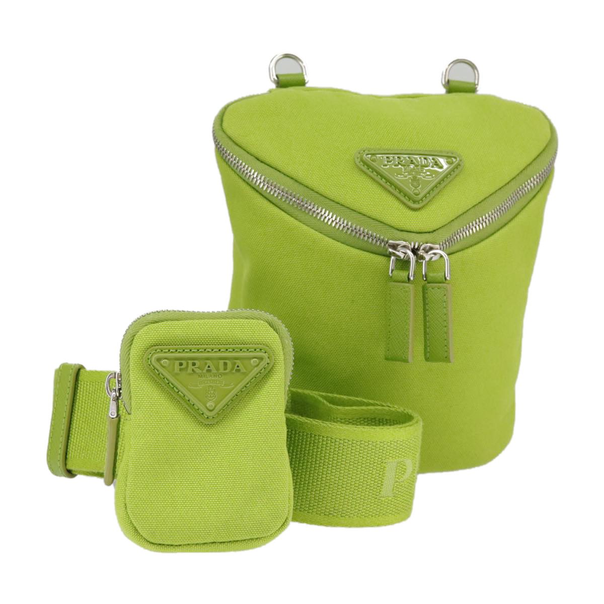 Prada Green Canvas Shoulder Bag (Pre-Owned) Size ONE SIZE - 1 Thumbnail