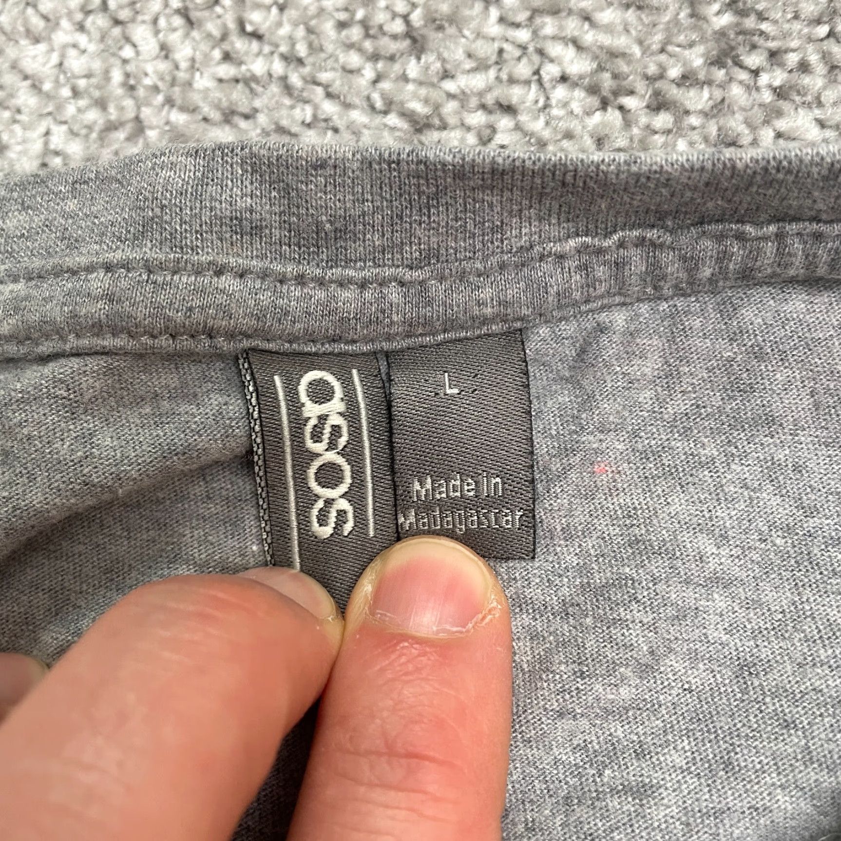 Asos ASOS Basic T-Shirt Unisex Large Gray Crew Neck Short Sleeve Casual Cotton Tee Size L / US 10 / IT 46 - 5 Thumbnail