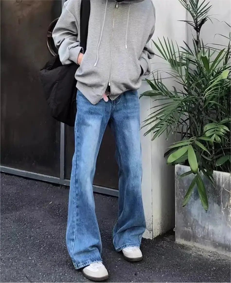 Japanese Brand Retro washed straight leg micro flared jeans Size US 30 / EU 46 - 3 Thumbnail
