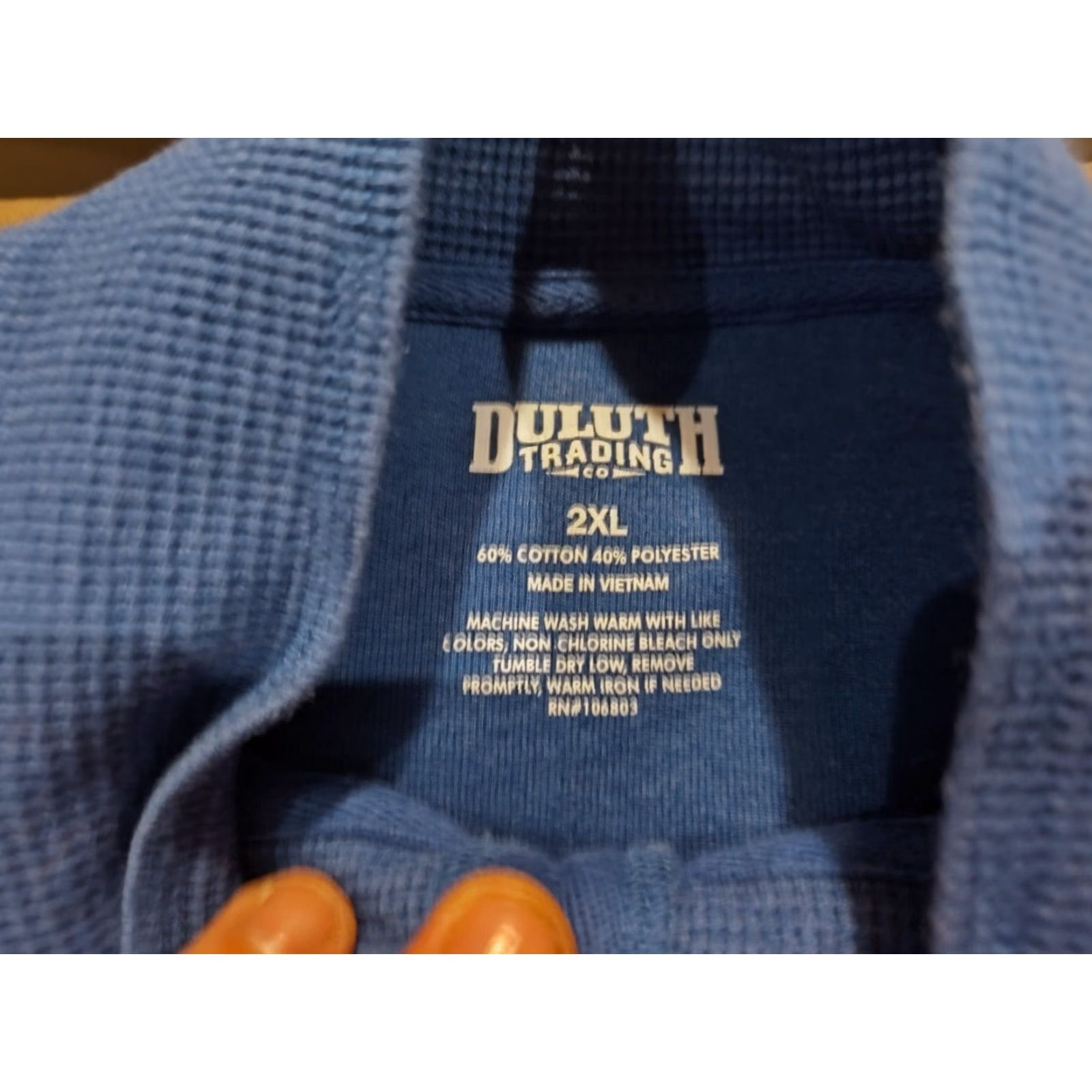 Duluth Trading Company Duluth Trading Men Burly Button Mock Neck Thermal Henley Waffle Shirt XXL Blue Size US XXL / EU 58 / 5 - 6 Thumbnail