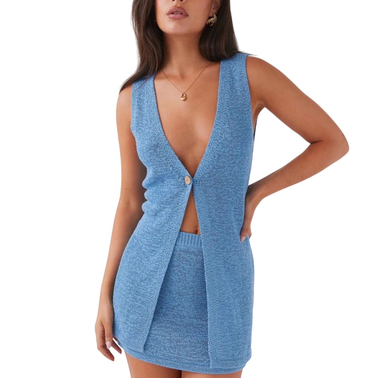 Other Peppermayo Capri Glow Knit Longline Vest Azure Blue 8 NWT Size M / US 6-8 / IT 42-44 - 1 Thumbnail