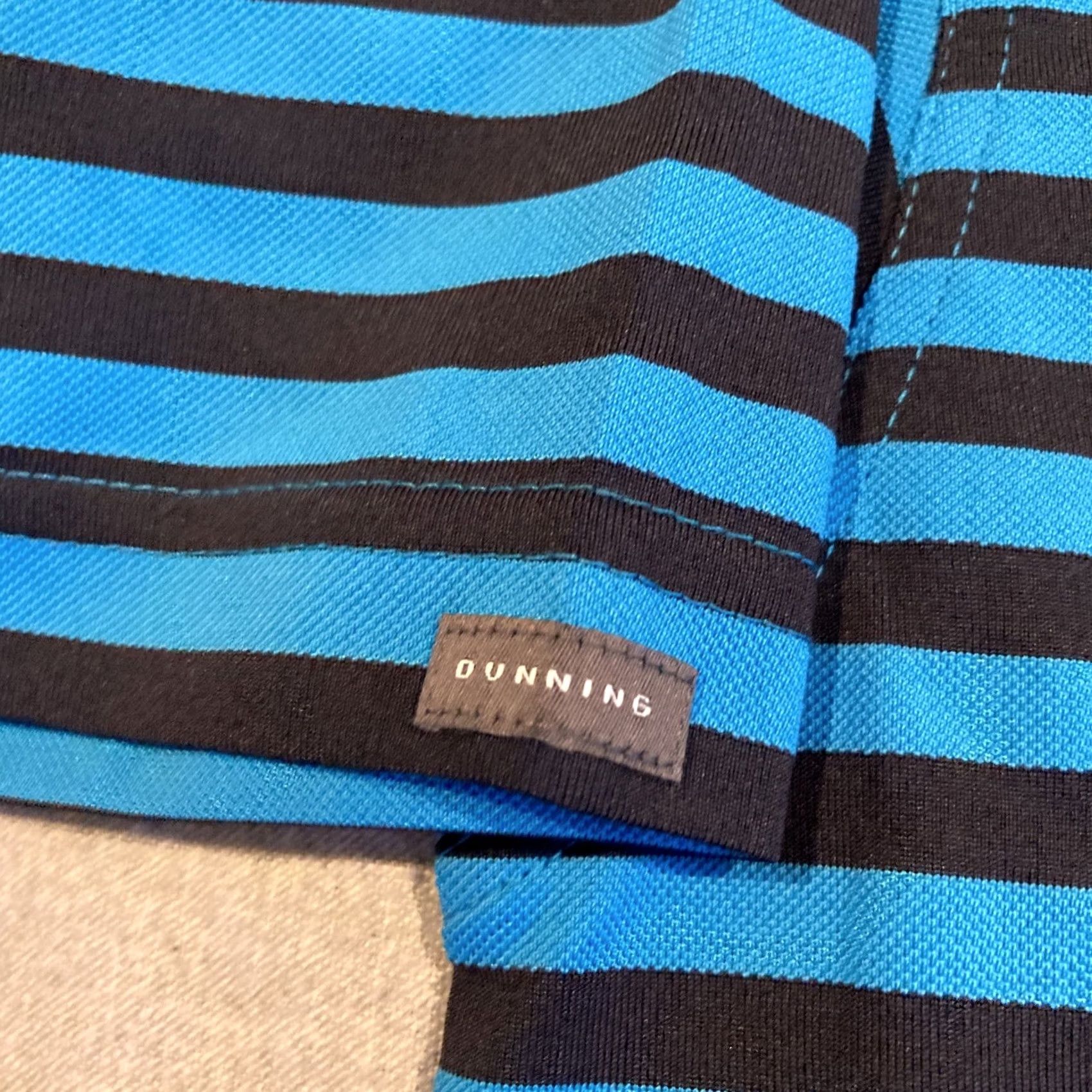 Vintage Dunning Golf Polo Blue Black Striped Club Logo XL Men Size US XL / EU 56 / 4 - 3 Thumbnail