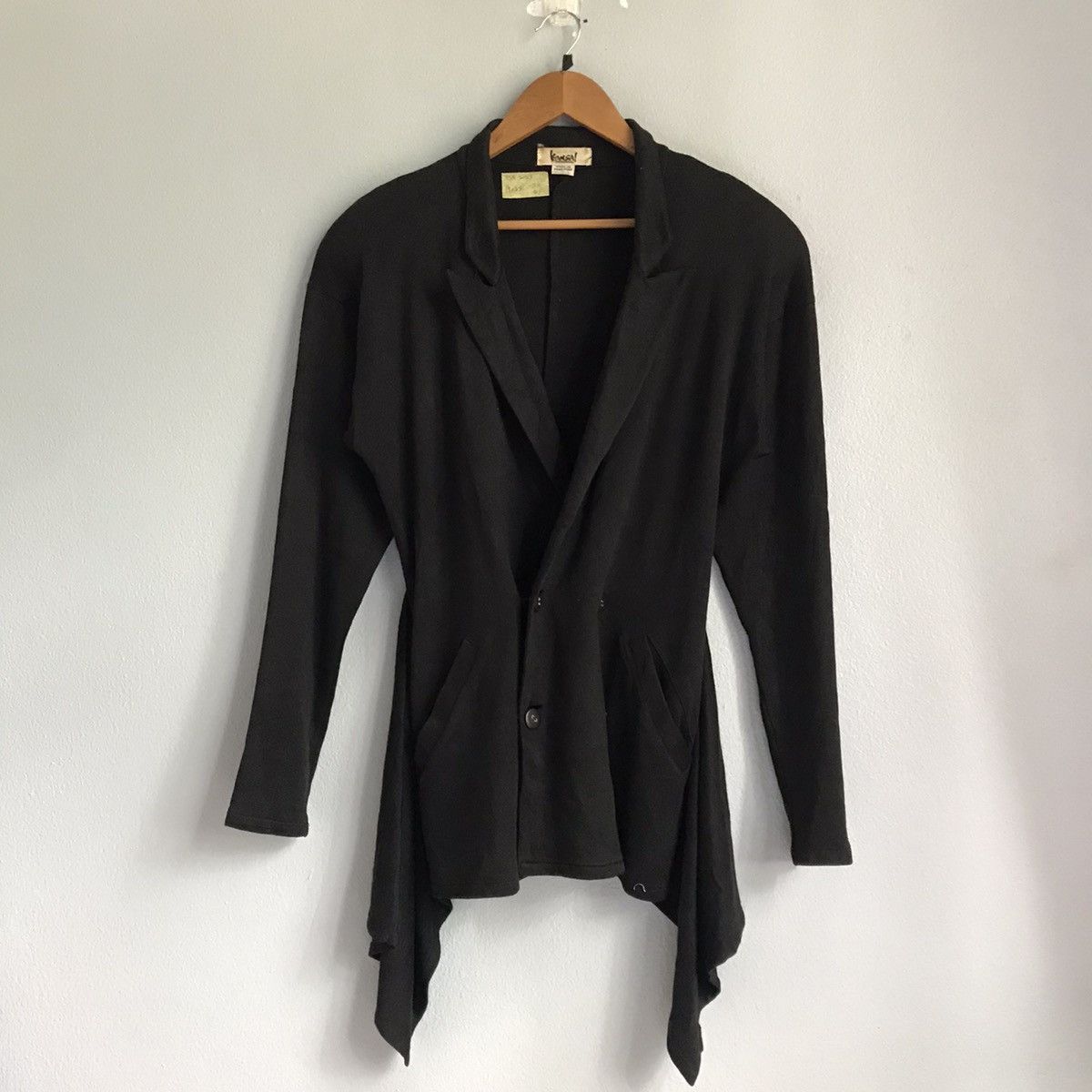 Designer × Kansai Yamamoto × Yohji Yamamoto Vintage yamamoto kansai cardigan button black stretch coat Size M / US 6-8 / IT 42-44 - 1 Thumbnail