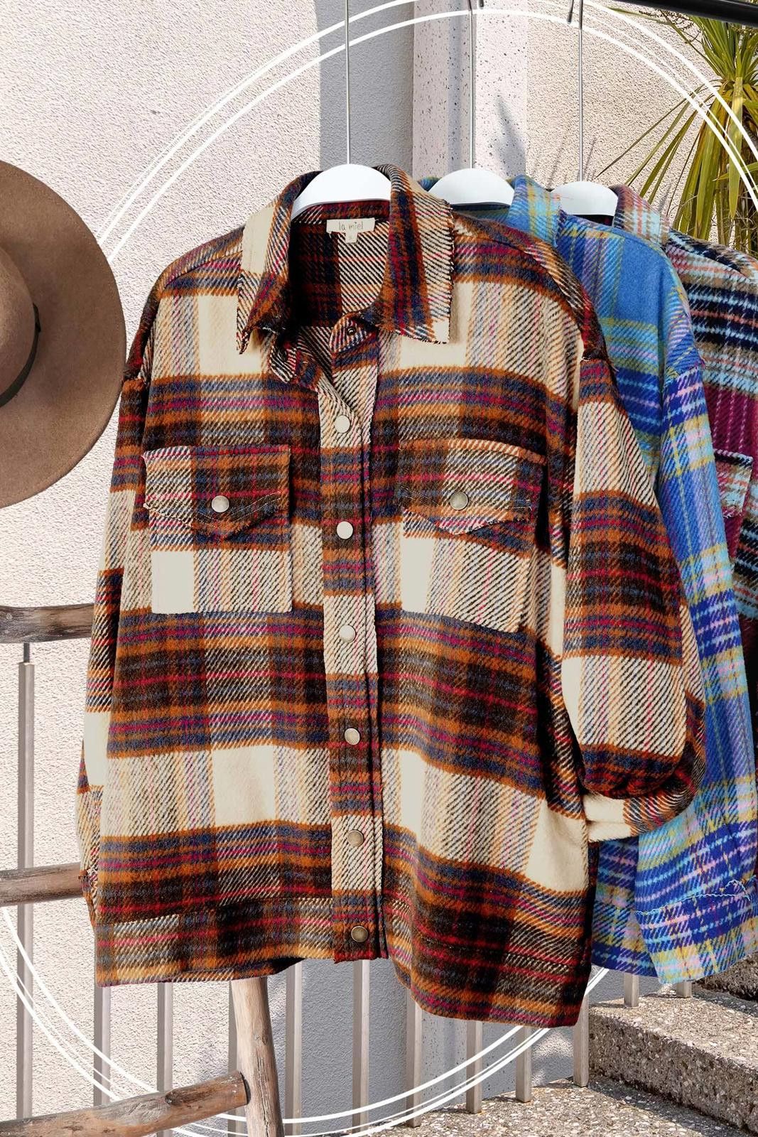 La Milano Loose Fit Plaid Button Down Shacket with Pockets Size S / US 4 / IT 40 - 5 Thumbnail