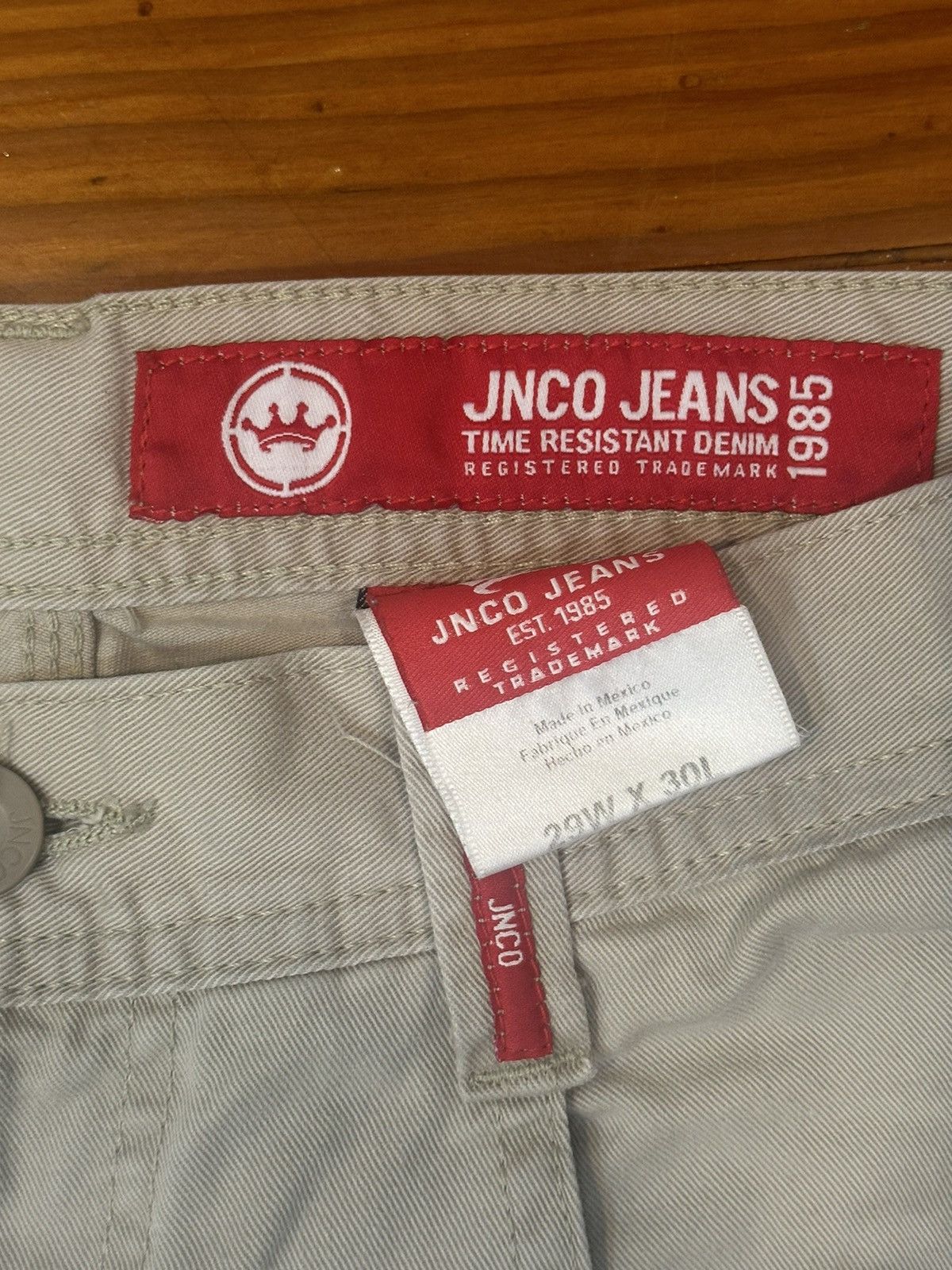 JNCO VintageJNCO Jeans Khaki with Red Crown Embroidery Size 29x30 Size US 29 - 2 Thumbnail
