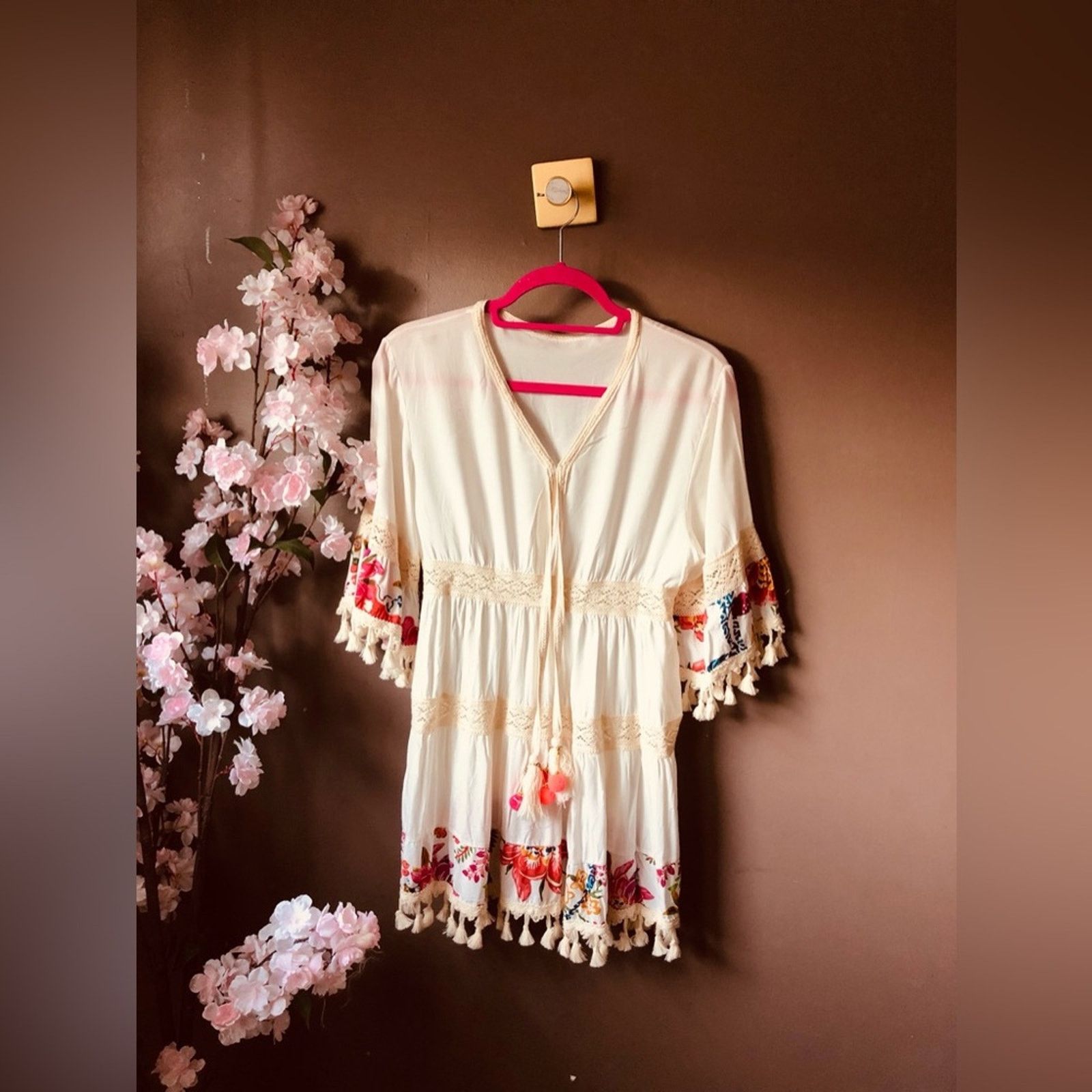 Other Dress beach vacation floral with Pom pom trim. Size S / US 4 / IT 40 - 1 Thumbnail