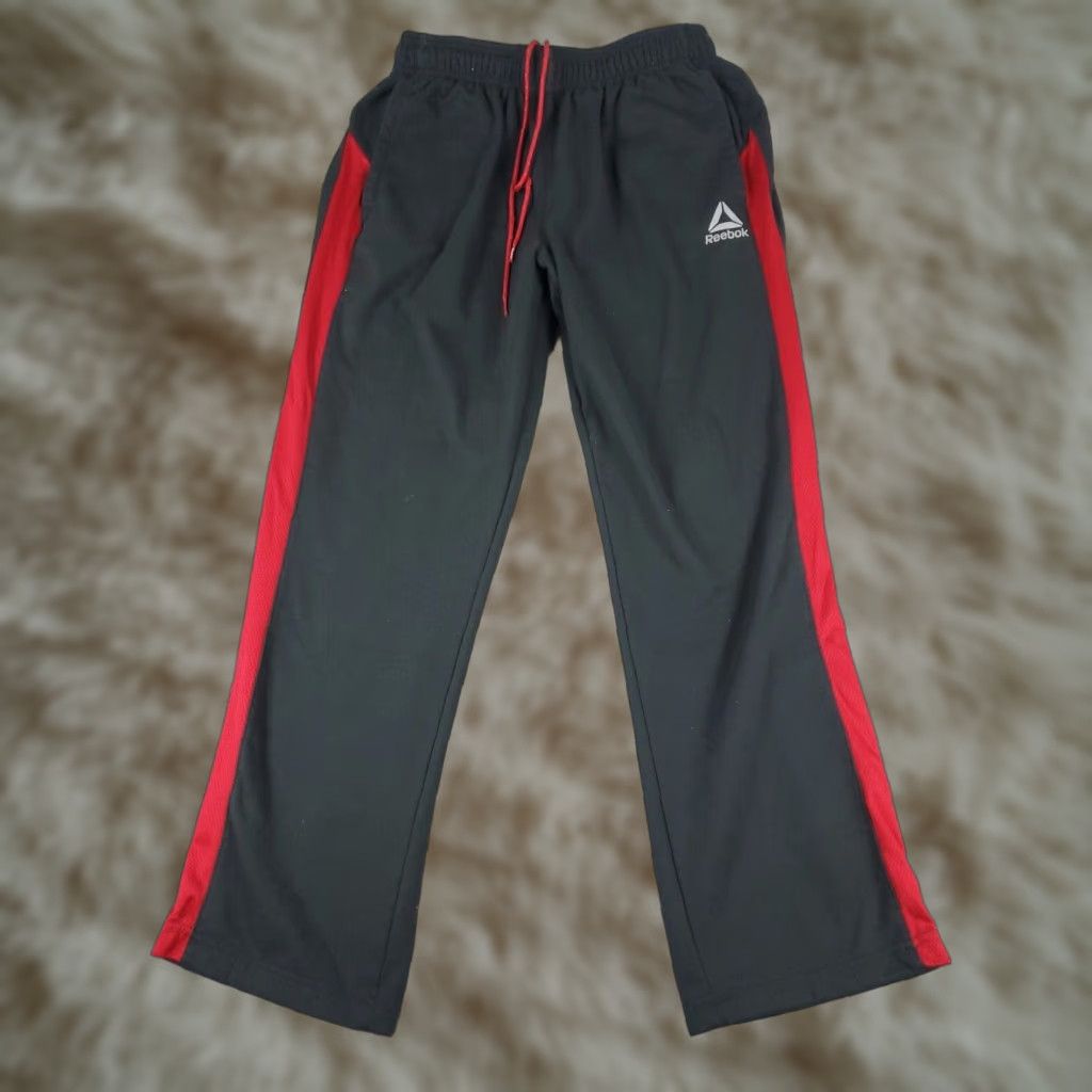 Reebok Reebok Pants Mens Size Medium Gray Red Track Running Sweatpants Joggers Size US 31 - 1 Thumbnail