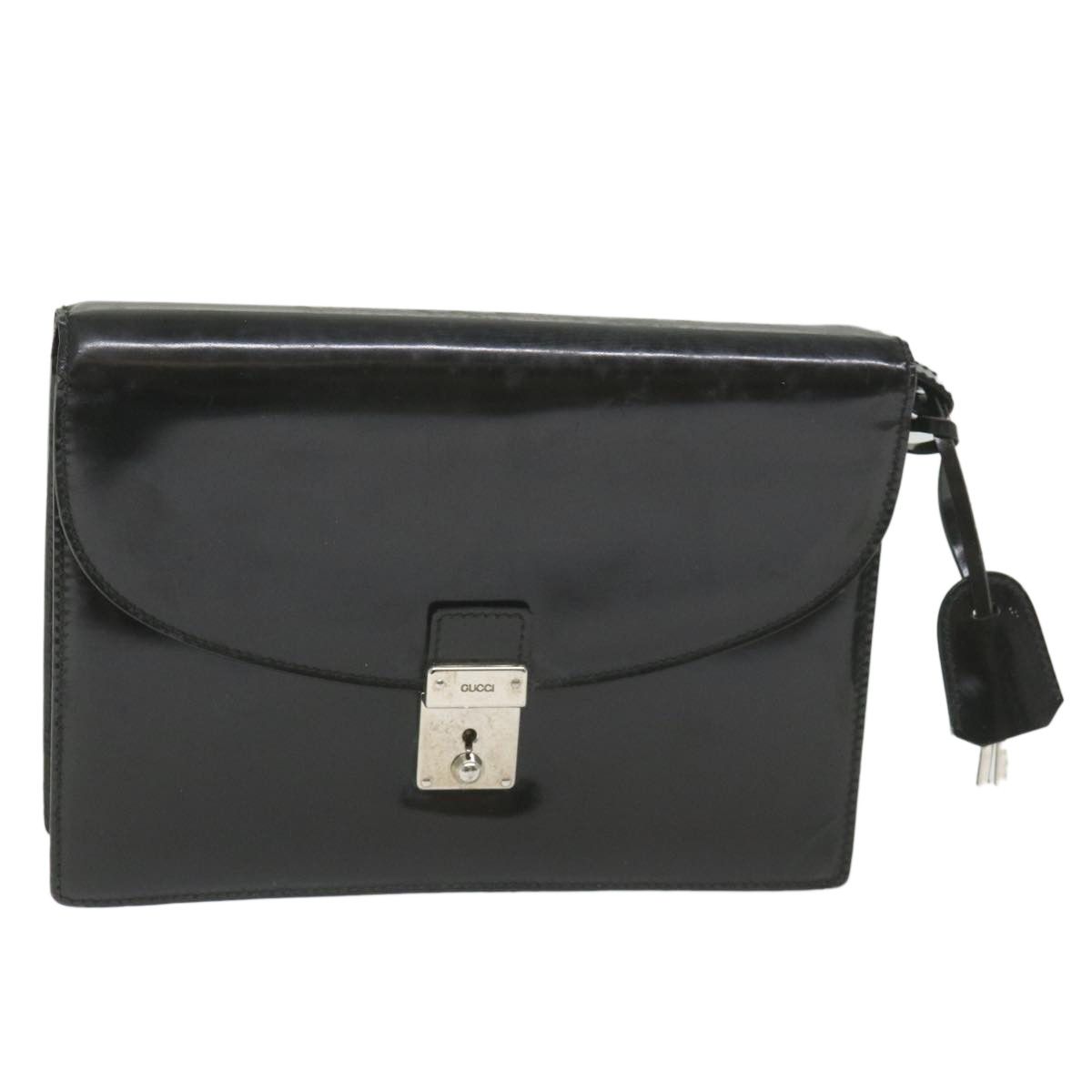 image of Gucci Clutch Bag Enamel Black 018 122 1940 Auth Ti1276, Women's