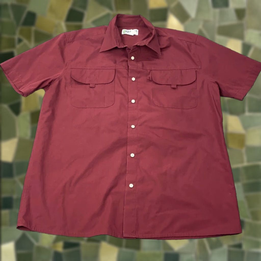 Haband Haband Shirt Mens M Maroon Snap Collar Shirt Outdoor Safari Haband Travelers Casual Workwear Sport Outdoor Size US M / EU 48-50 / 2 - 1 Thumbnail