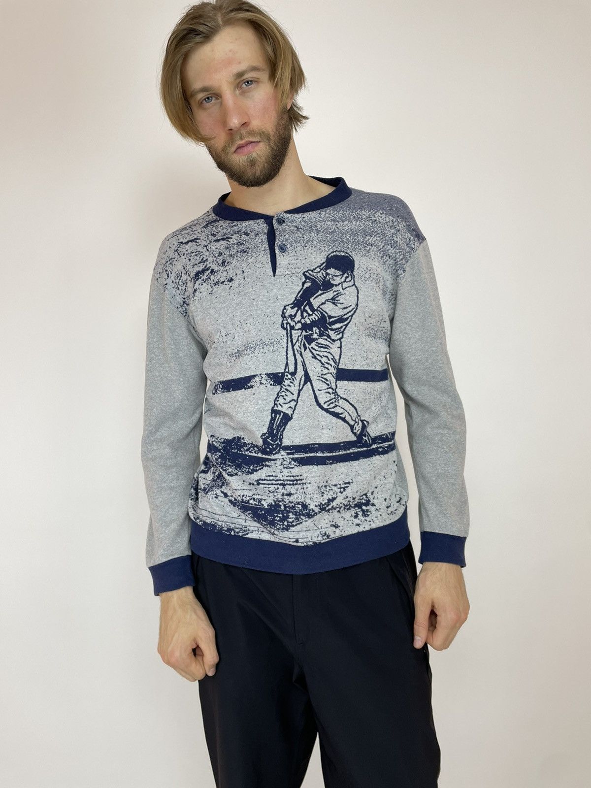 Vintage Vintage Il Granchio Mens Homewear Sweater Baseball Pattern Size US M / EU 48-50 / 2 - 5 Thumbnail