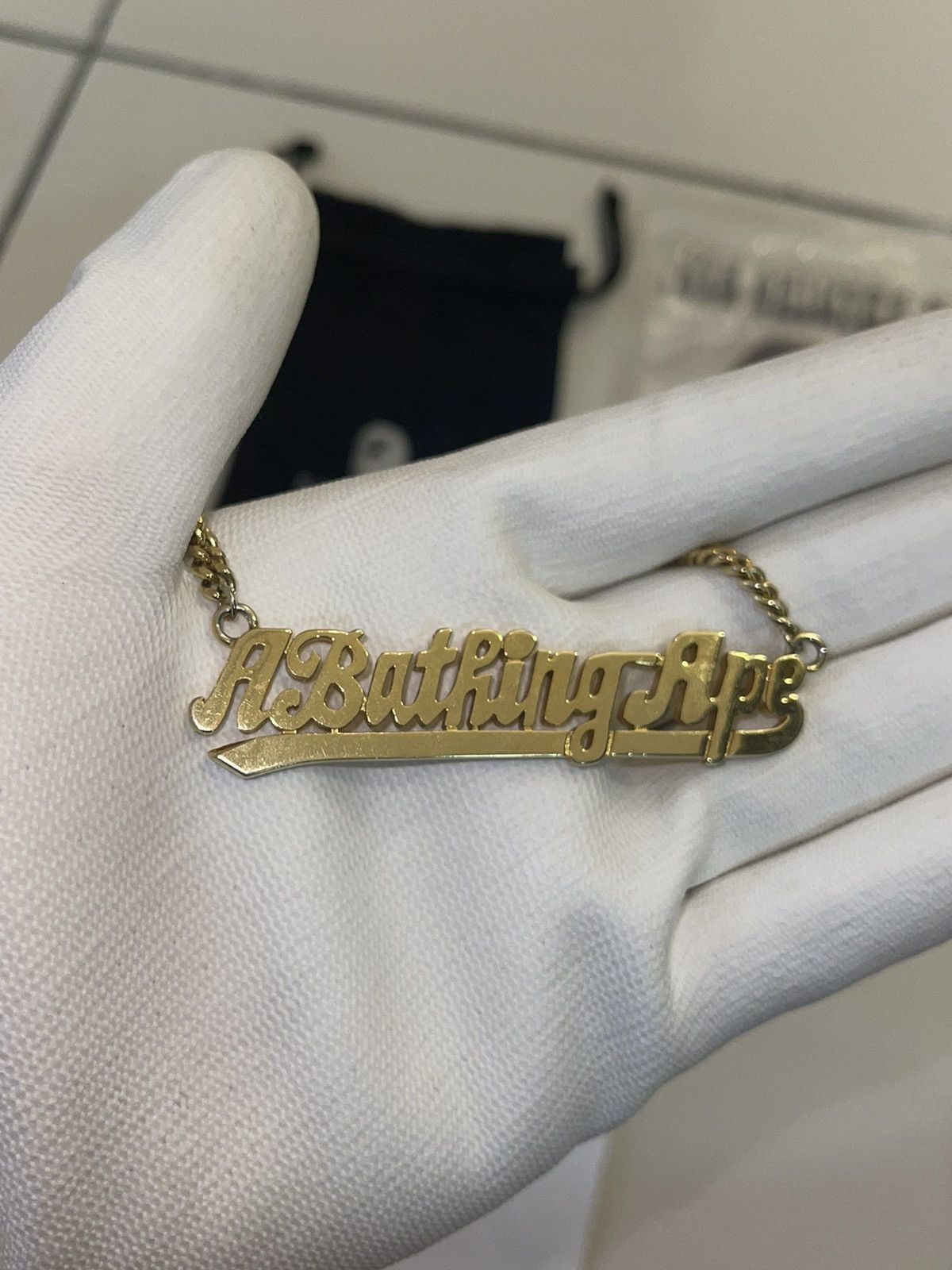 Bape Bape Logo Necklace (Gold Plated) ‼️RARE‼️ Size ONE SIZE - 2 Thumbnail