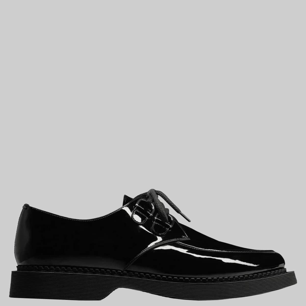 o1s1wg110824 Teddy Derbies Patent Leather Velvet in Black