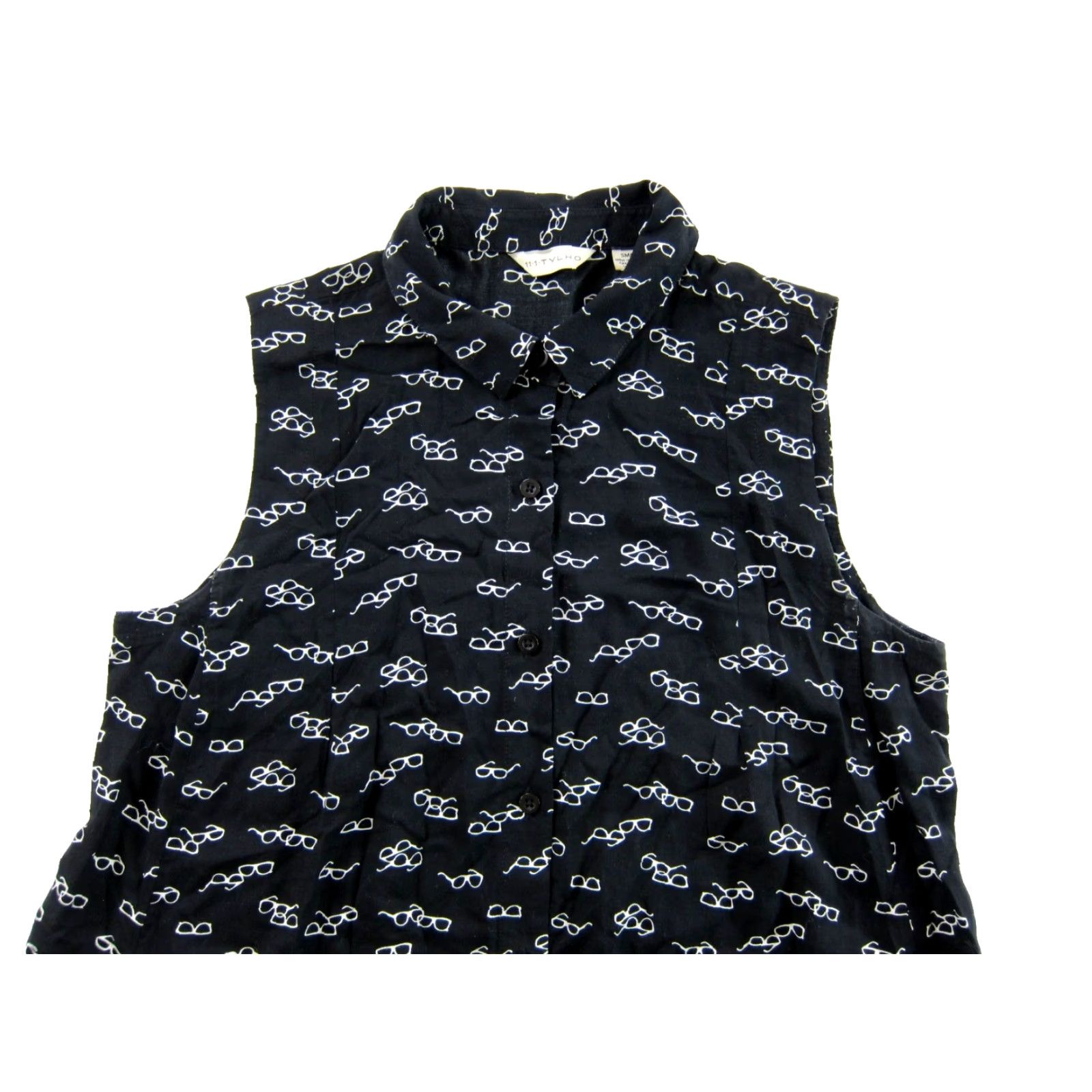 Vintage 11-1-TYLHO Blouse Shirt Sleeveless Collared Button Down Black Small Womens Size S / US 4 / IT 40 - 4 Thumbnail