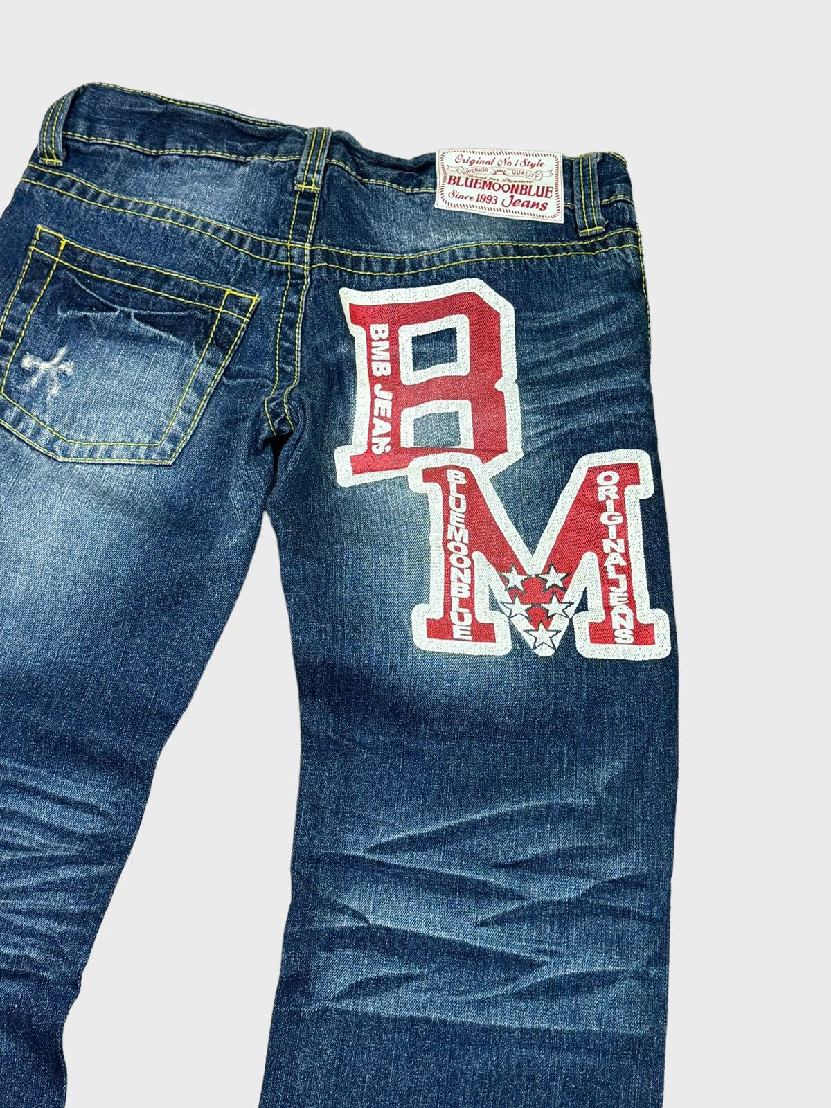 Japanese Brand BLUE MOON BLUE Printed Design Low Rise Denim Pants Size US 30 / EU 46 - 9 Thumbnail
