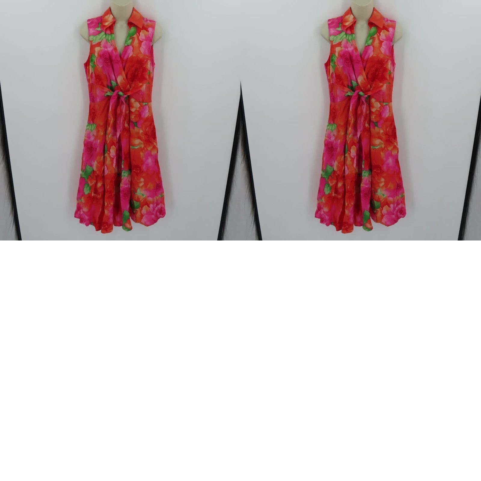 Jones New York Jones New York Women Dress Sundress Linen Floral Sleeveless Orange Pink Collar Knee Length Size 6 Size M / US 6-8 / IT 42-44 - 9 Thumbnail