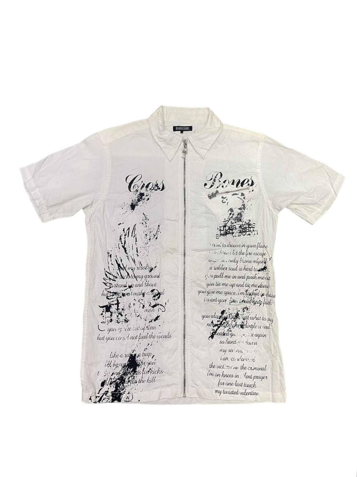 20471120 Bat-su Poem Japanese Skull Shirt Cross Zipper Shirt Size US M / EU 48-50 / 2 - 1 Thumbnail