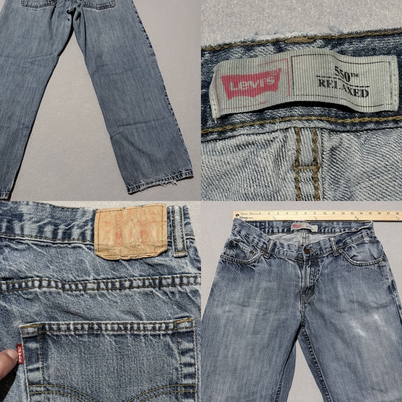 Levi's Levi's 550 Jeans Men Blue Denim Distressed Straight Relaxed Fit - 30X25.5 Jeans Mens Blue Distressed Straight 550 Size US 30 / EU 46 - 8 Thumbnail