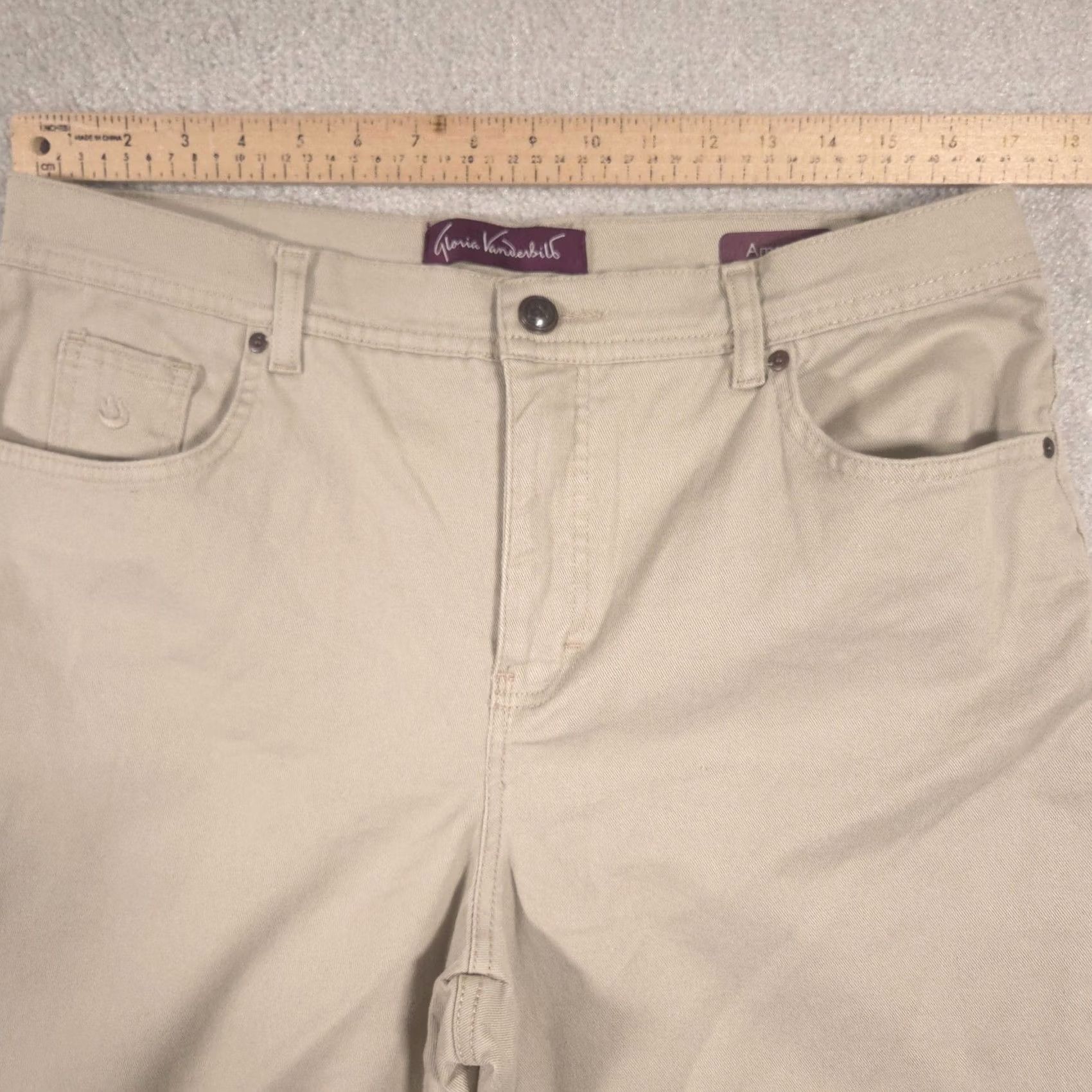 Gloria Vanderbilt Gloria Vanderbilt Jeans Womens 16 Short Beige High Rise Tapered Stretch Emergent: Violet? Size 38" / US 16 / IT 52 - 5 Thumbnail