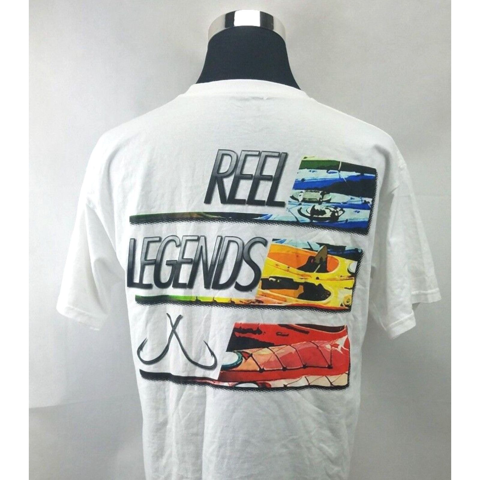 Vintage X Reel Legends Graphic Fishing White Tee Shirt Men's Size: Large
