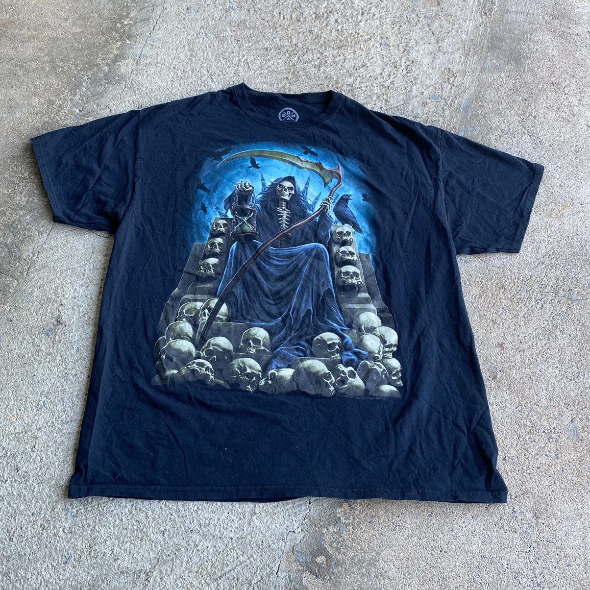 Japanese Brand × Vintage Vintage Y2K Style Reaper Skull Goth Shirt Size US L / EU 52-54 / 3 - 2 Thumbnail