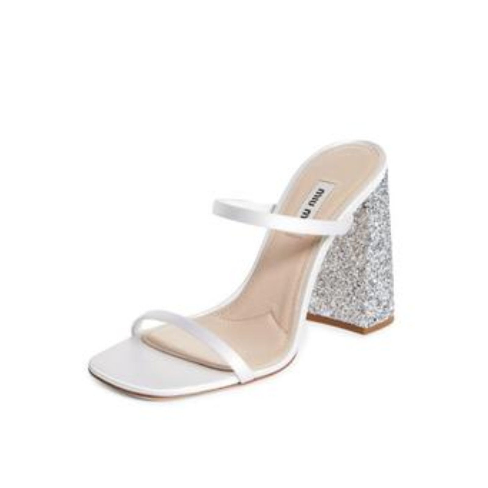 Miu Miu Miu Miu Calzature Donna Satin Dressy Heels Bianco Argento Size US 8 / IT 38 - 1 Thumbnail