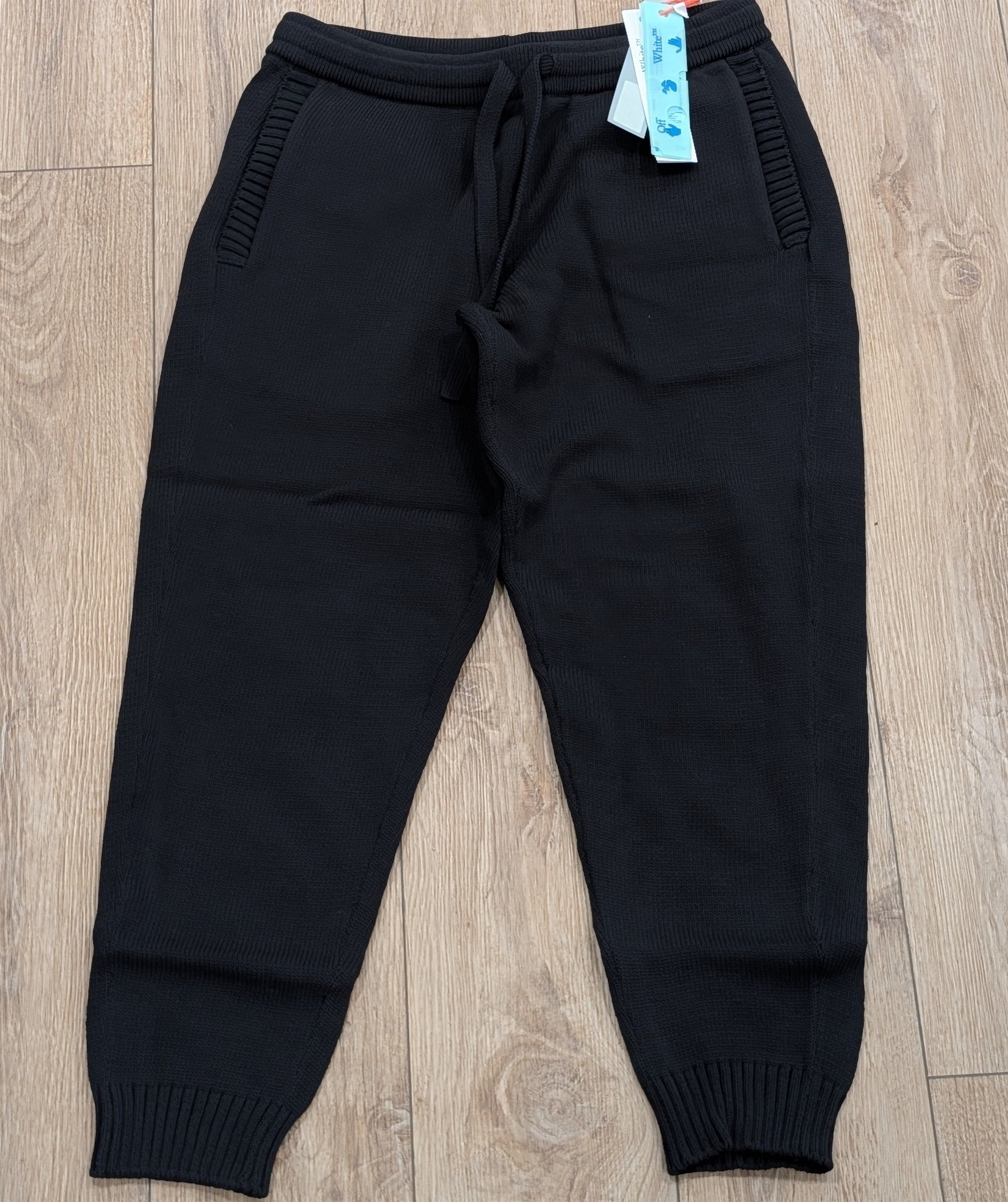 Off-White Diagonal Outline Knit Jogger Pants Black/White XL