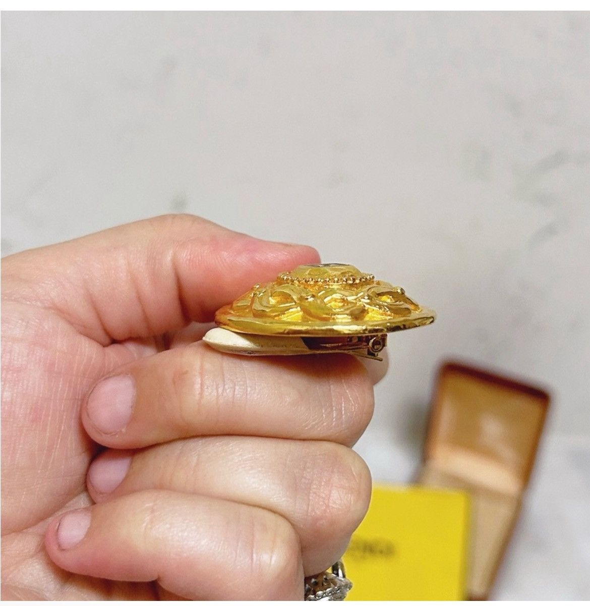 Fendi Authentic Fendi Rare Vintage 18kt G.P FF XL Clip on Earrings Size ONE SIZE - 8 Thumbnail