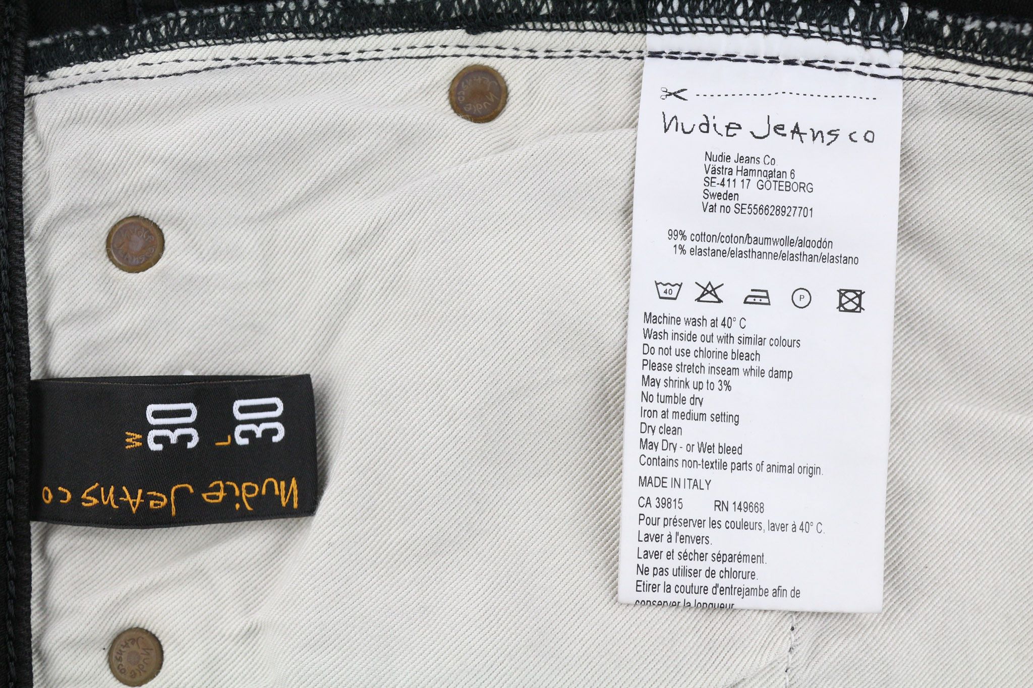 Nudie Jeans PIPE LED W30/L30 Grey Marble Organic Skinny Zip Fly 81913 Size US 30 / EU 46 - 6 Thumbnail