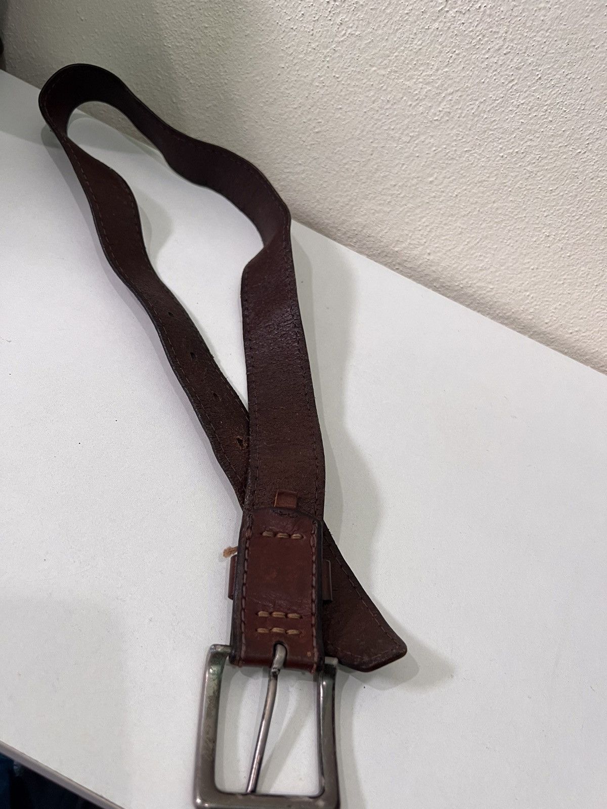Genuine Leather Vintage Genuine Leather Buckle Belt Size ONE SIZE - 7 Thumbnail