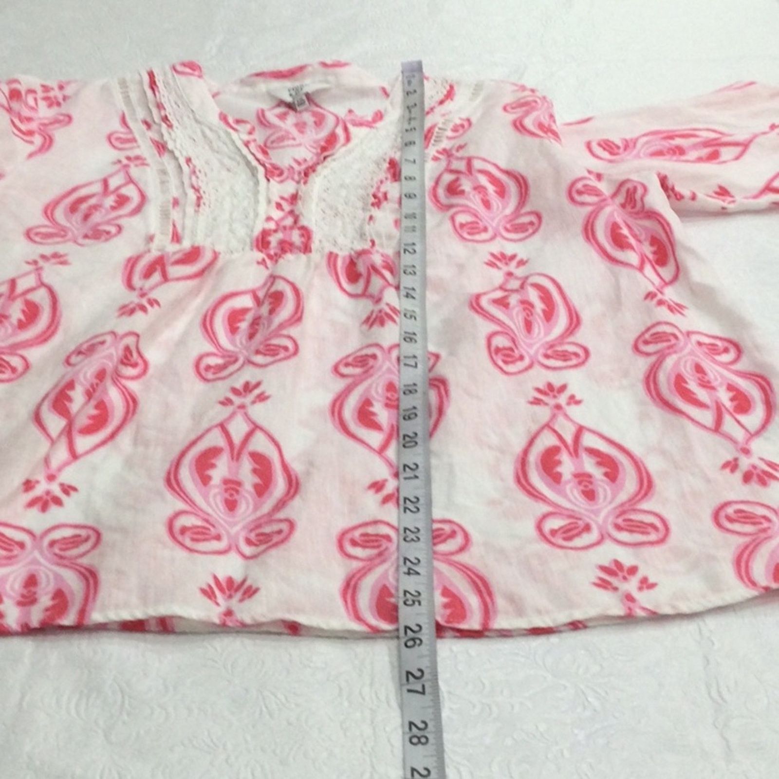 Other Crown & Ivy Petite White & Pink Semi Sheer Pullover Top PM Size M / US 6-8 / IT 42-44 - 14 Thumbnail