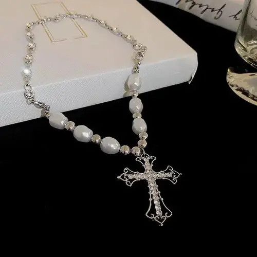 Jewelry Silver Jewel Cross Goth Chrome God Necklace Jesus Chain Size ONE SIZE - 3 Thumbnail