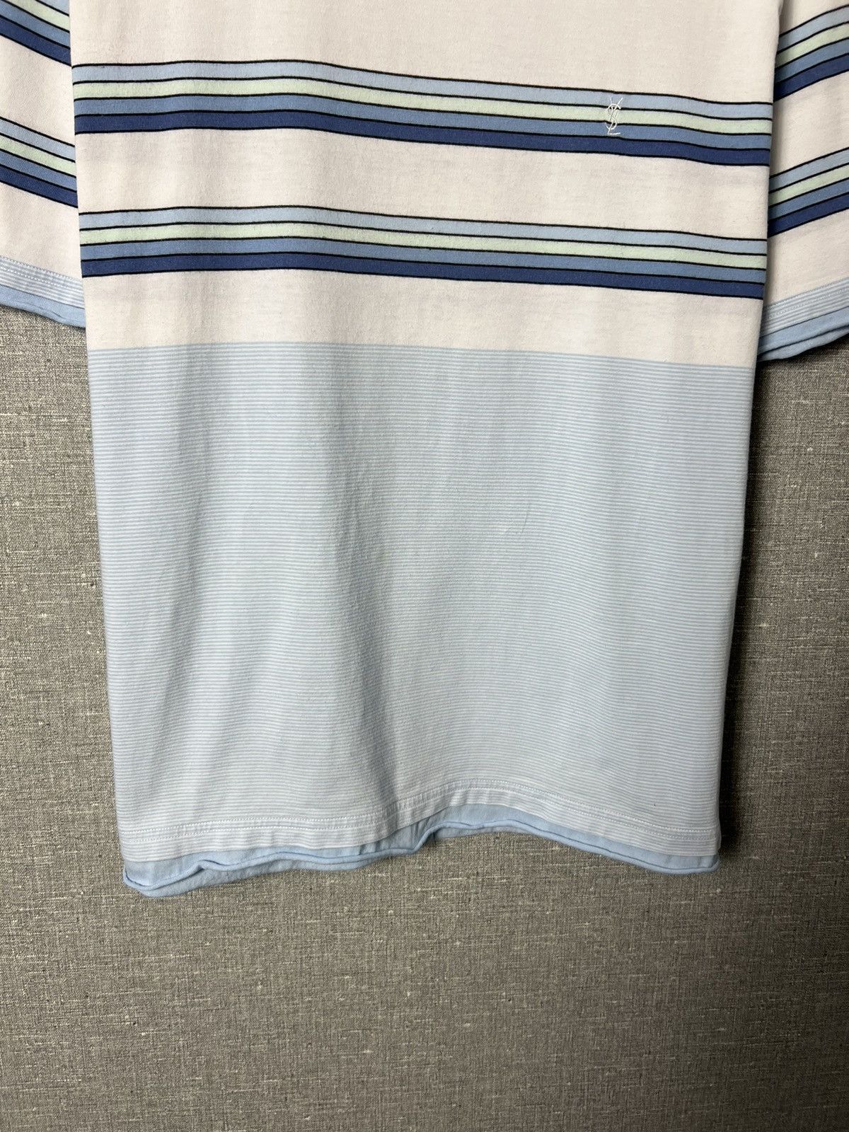 Vintage × Yves Saint Laurent Rare Yves Saint Laurent Striped Tee Embroidered Small Logo Size US M / EU 48-50 / 2 - 7 Thumbnail