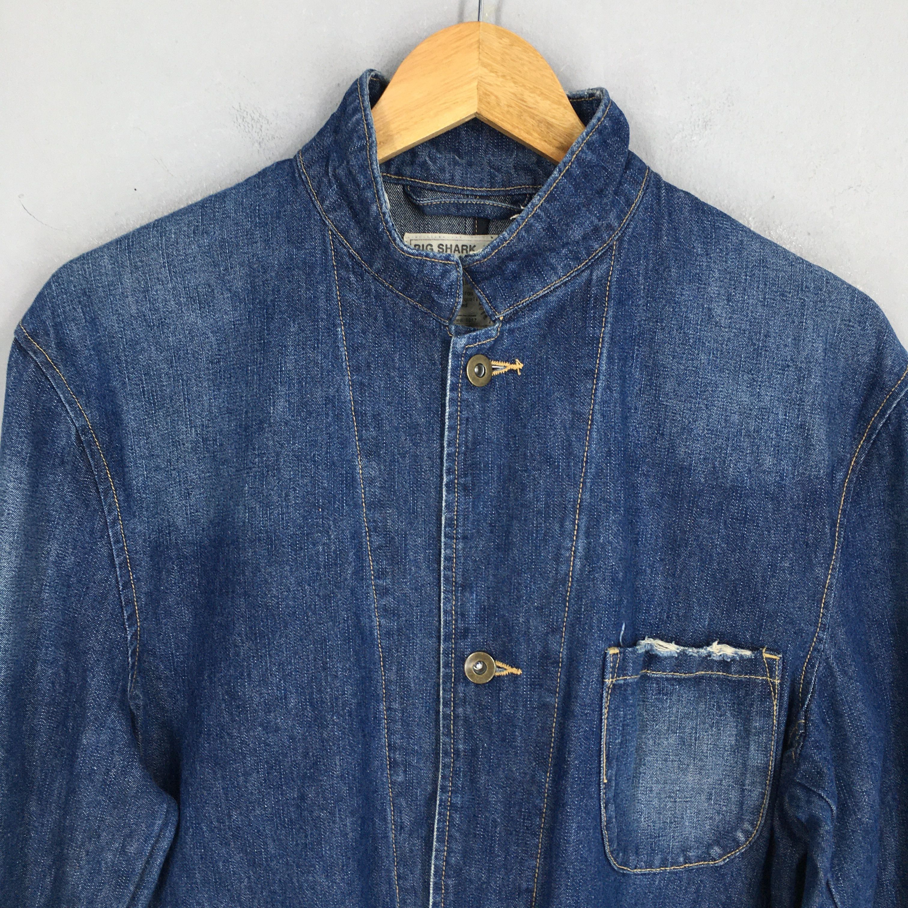 Vintage Vintage 90's Big Shark Denim Workers Blue Jeans Jacket Large Size US L / EU 52-54 / 3 - 2 Thumbnail