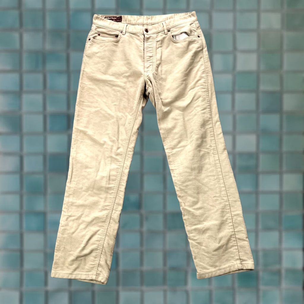 Marlboro VINTAGE Marlboro Classics Pants Mens 34x31 Beige Cotton 5-Pocket Design Straight Leg Jeans Regular Fit Waist 34 Block Logo 90s USA Classic Mens Size US 34 / EU 50 - 1 Thumbnail