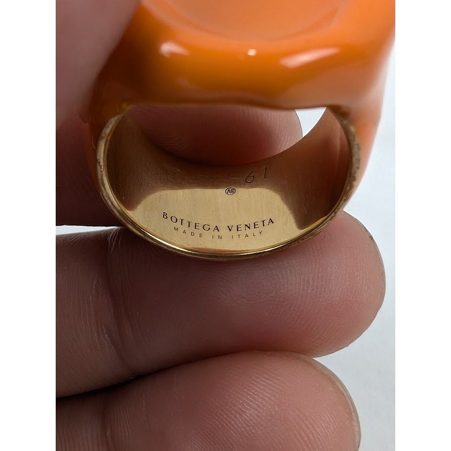 Bottega Veneta o1rshd1 Q:2 / Size: 19 / Sterling Gold Ring In Tangerine Size ONE SIZE - 10 Thumbnail