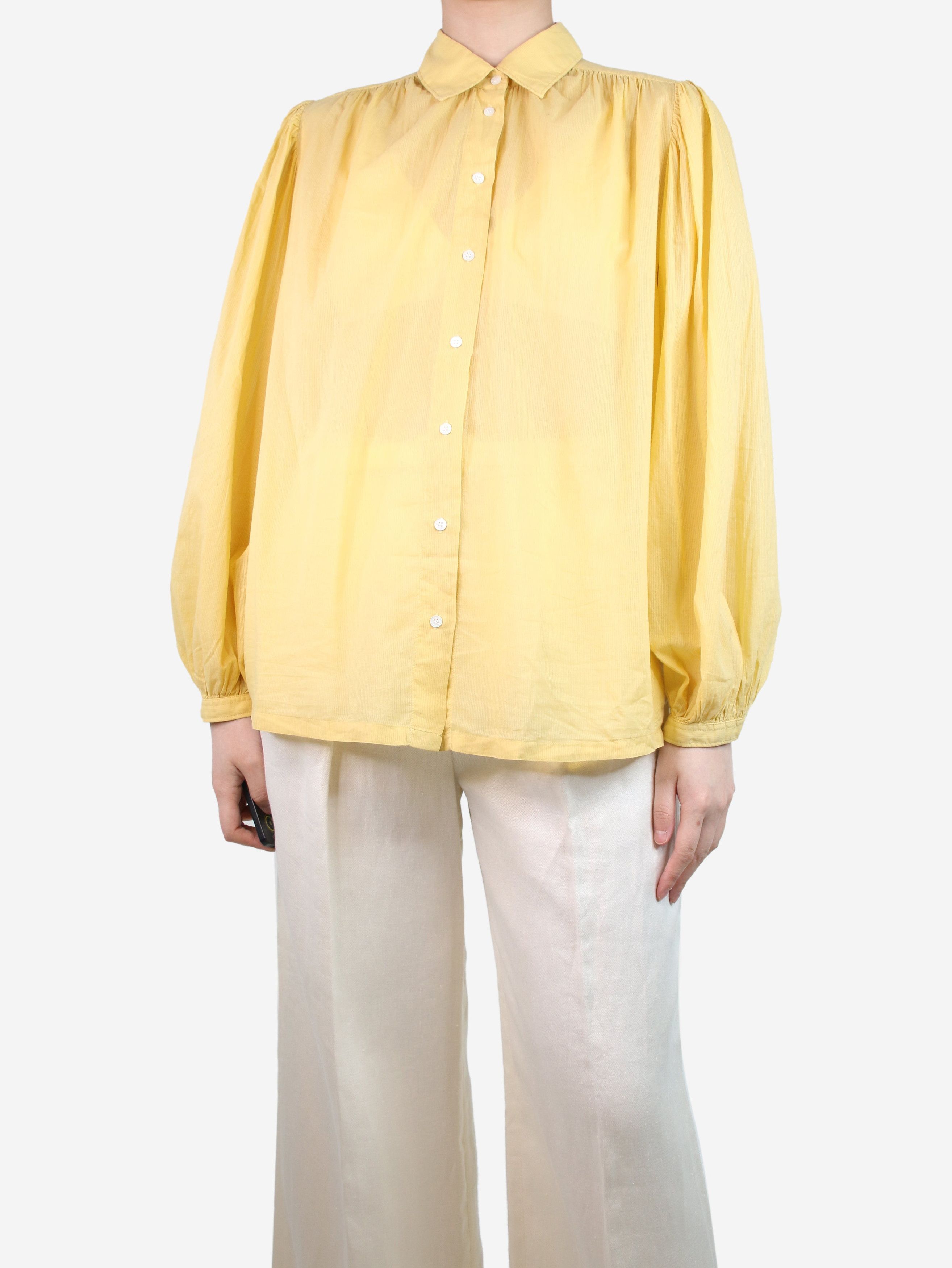 image of Hartford Yellow Puff-Sleeved Shirt - Size Uk 10, Women's