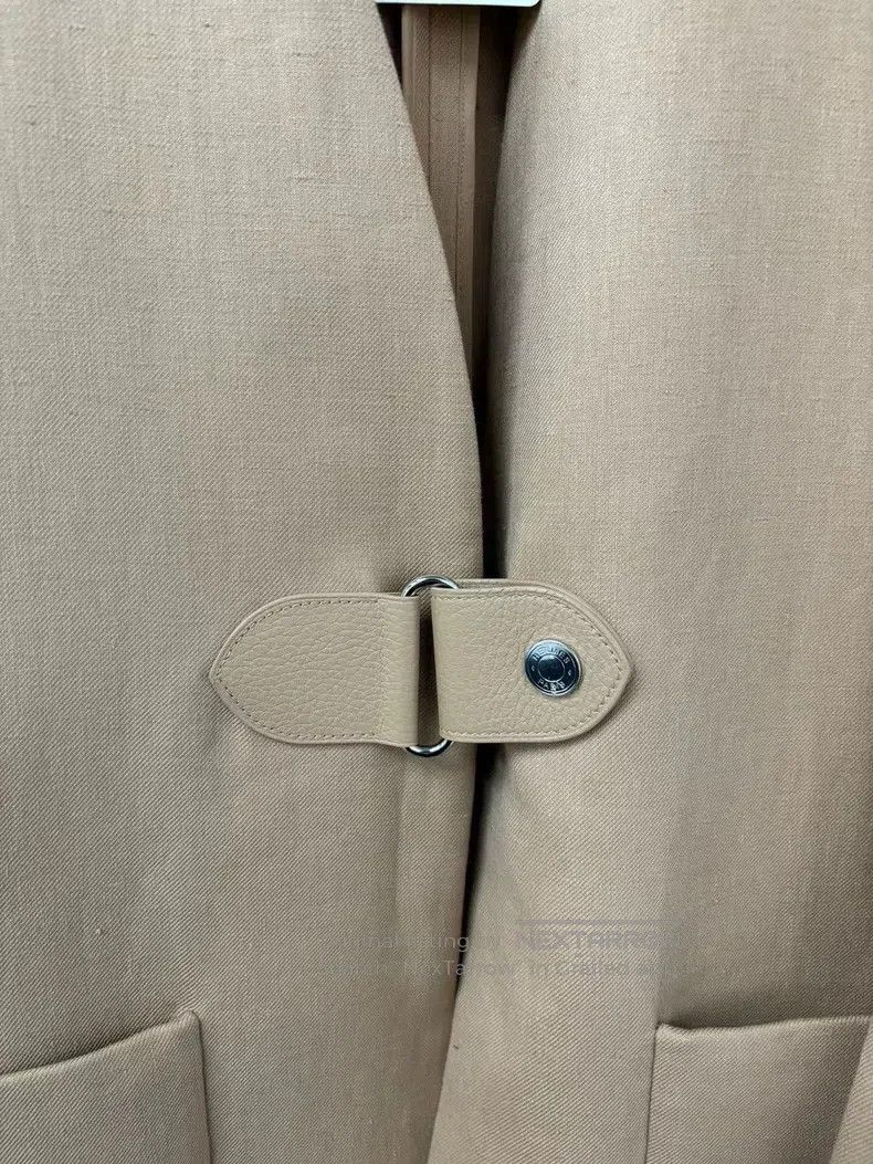 Hermes Hermes Khaki linen coat Size XS / US 0-2 / IT 36-38 - 3 Thumbnail