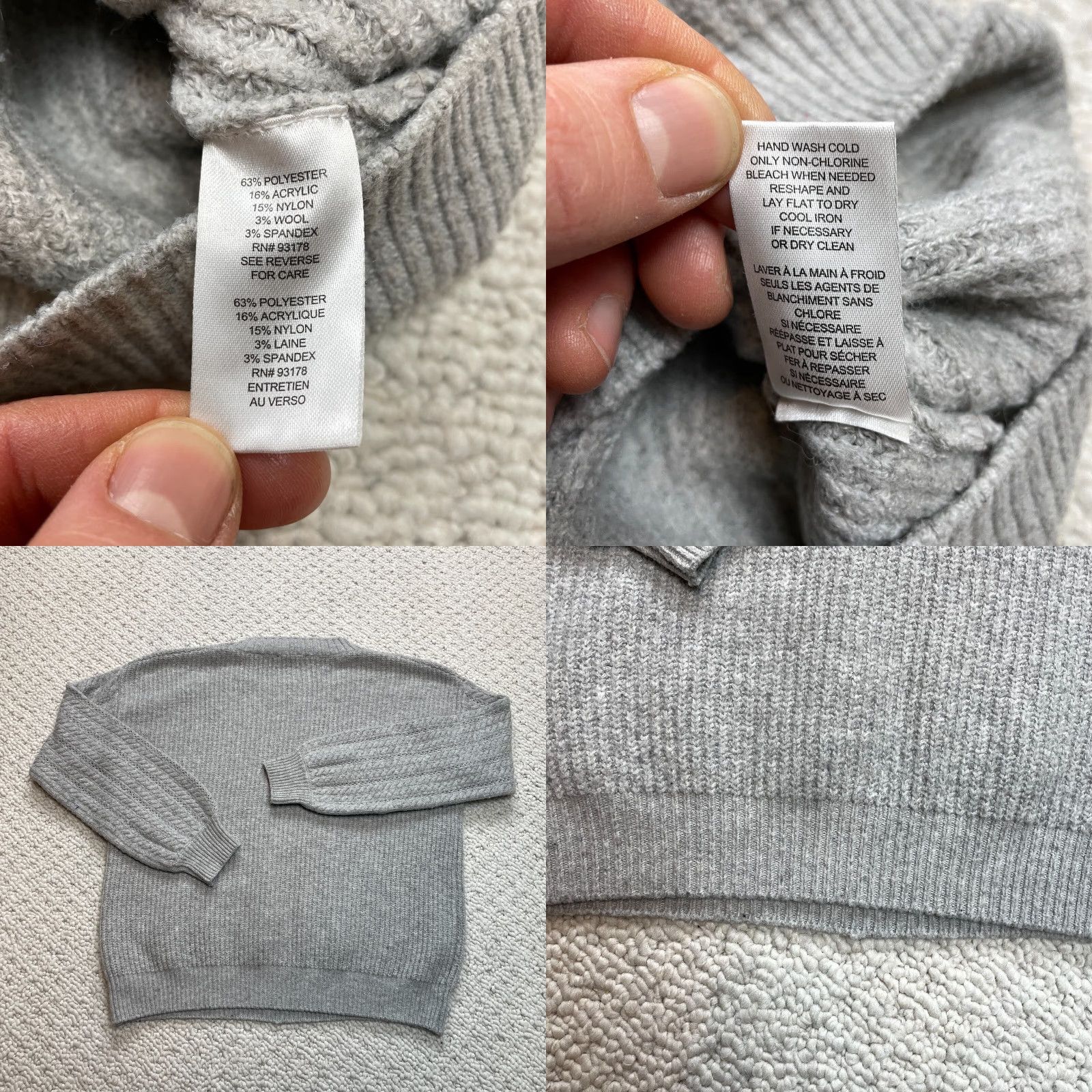 Vintage T Tahari Sweater Womens Small Gray Crew Knit Soft Pullover Solid Sweatshirt Size S / US 4 / IT 40 - 8 Thumbnail