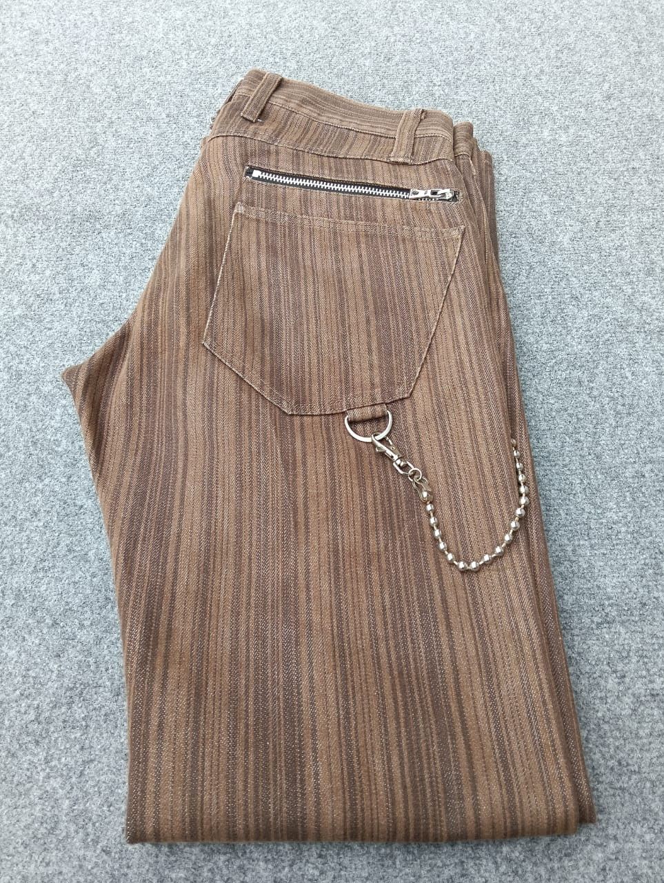 semanticdesign Flare Semantic Design - brown stripe,metal chain. Size US 31 - 11 Thumbnail
