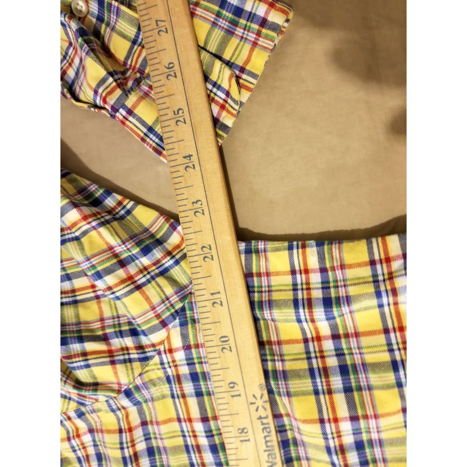 Polo Ralph Lauren VINTAGE Polo Ralph Lauren Mens Polo Shirt M Yellow Plaid Cotton Button-Up Long Sleeve M Size 40R - 4 Thumbnail