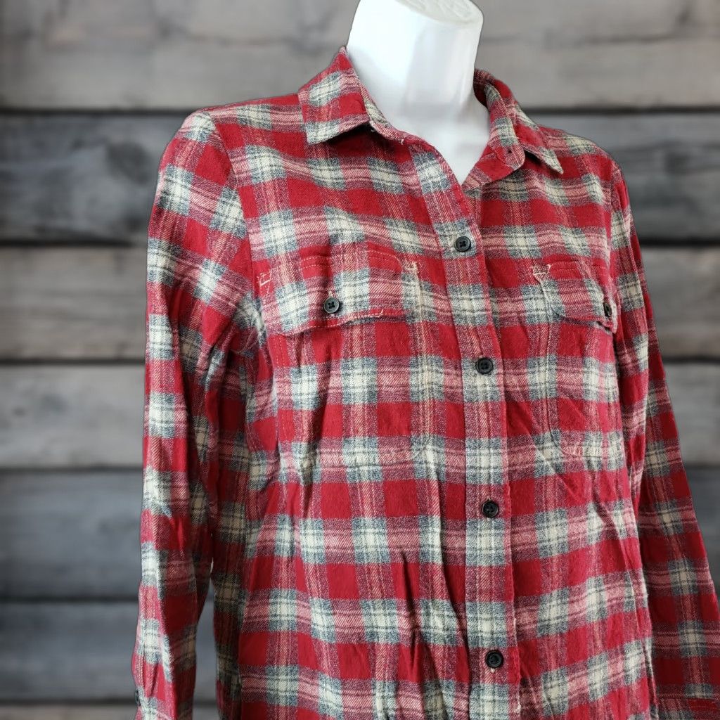 Madewell Madewell Womens Ex-Boyfriend Shirt Fairfax Plaid Sz Small Red Button Front Shirt Women Size S / US 4 / IT 40 - 1 Thumbnail