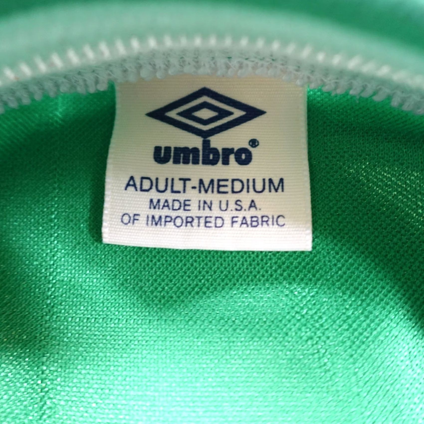 Umbro VINTAGE Umbro Shirt Green Double Sided Satin Made in USA Soccer Football #13 Mens Regular L Adult Green Satin Back Number 90s Size US L / EU 52-54 / 3 - 5 Thumbnail