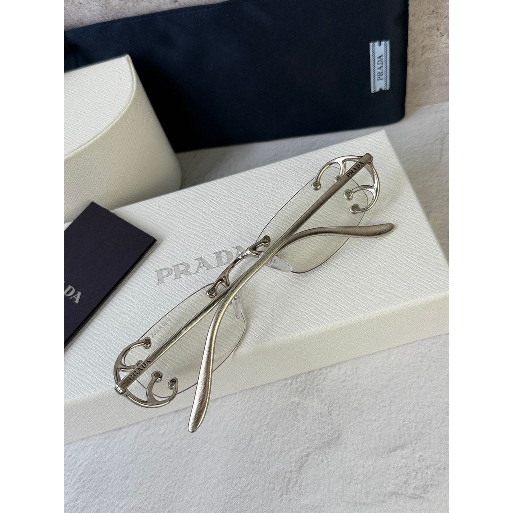 Prada NEW Prada PR C57S Sunglasses in Silver Clear Bluelight $815 Size ONE SIZE - 2 Thumbnail