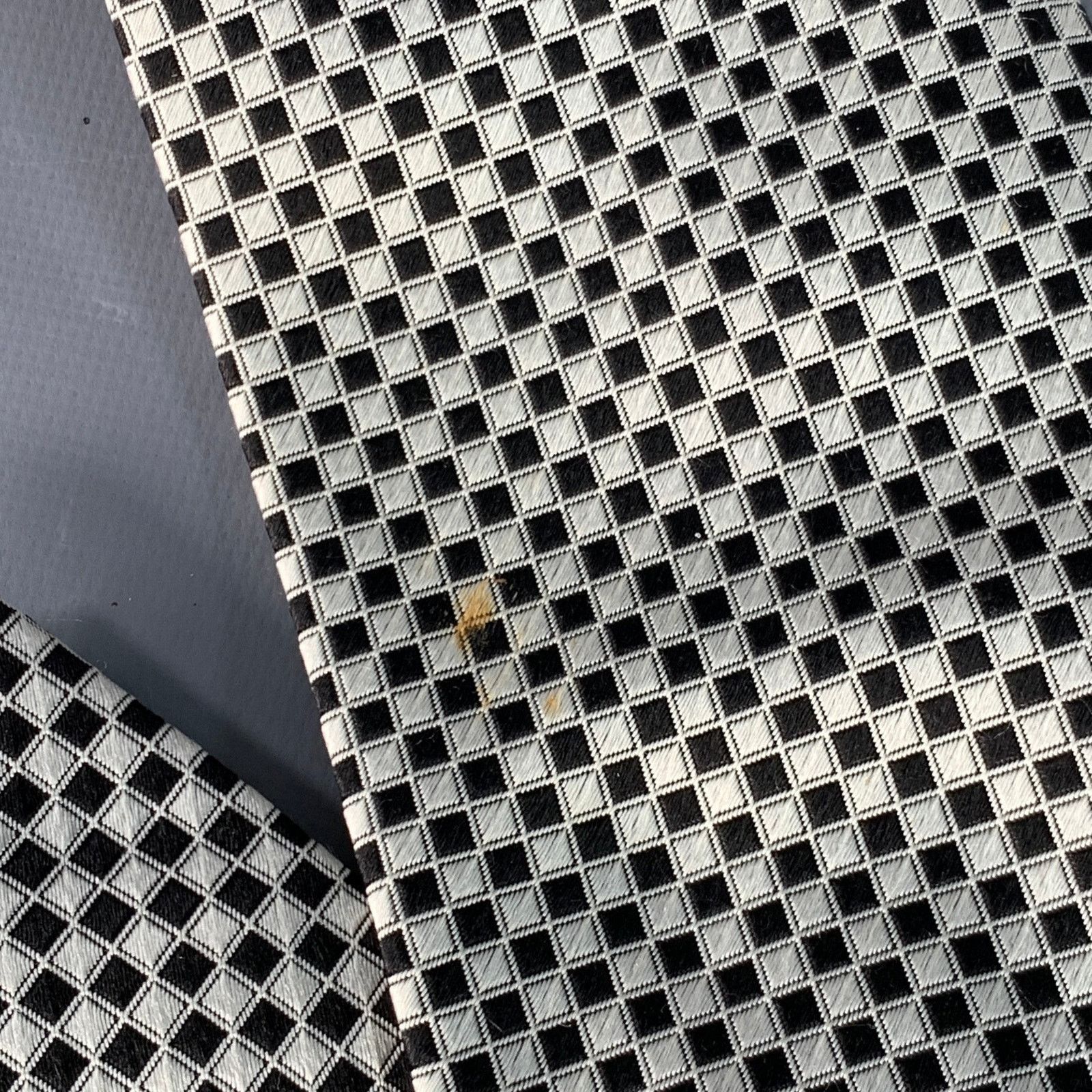 XMI Platinum XMI Black Silver Checkered Silk Tie Size ONE SIZE - 6 Thumbnail