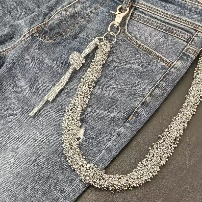 Jewelry Rhinestone Knot Pendant Punk Wallet Pocket Chain Size ONE SIZE - 9 Thumbnail