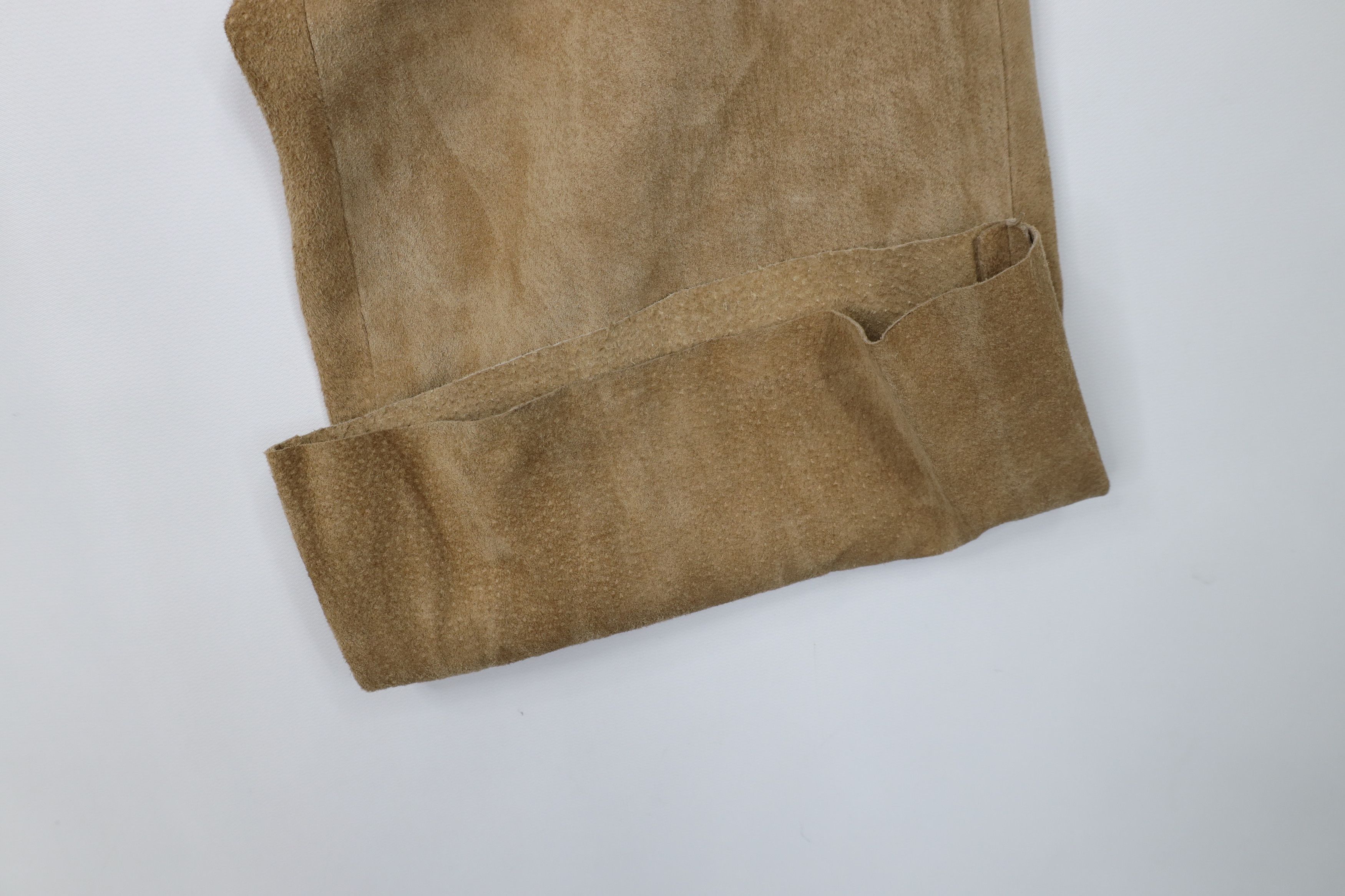 Vintage Vintage 90s Streetwear Wide Leg Suede Leather Cargo Pants Size 36" / US 14 / IT 50 - 5 Thumbnail