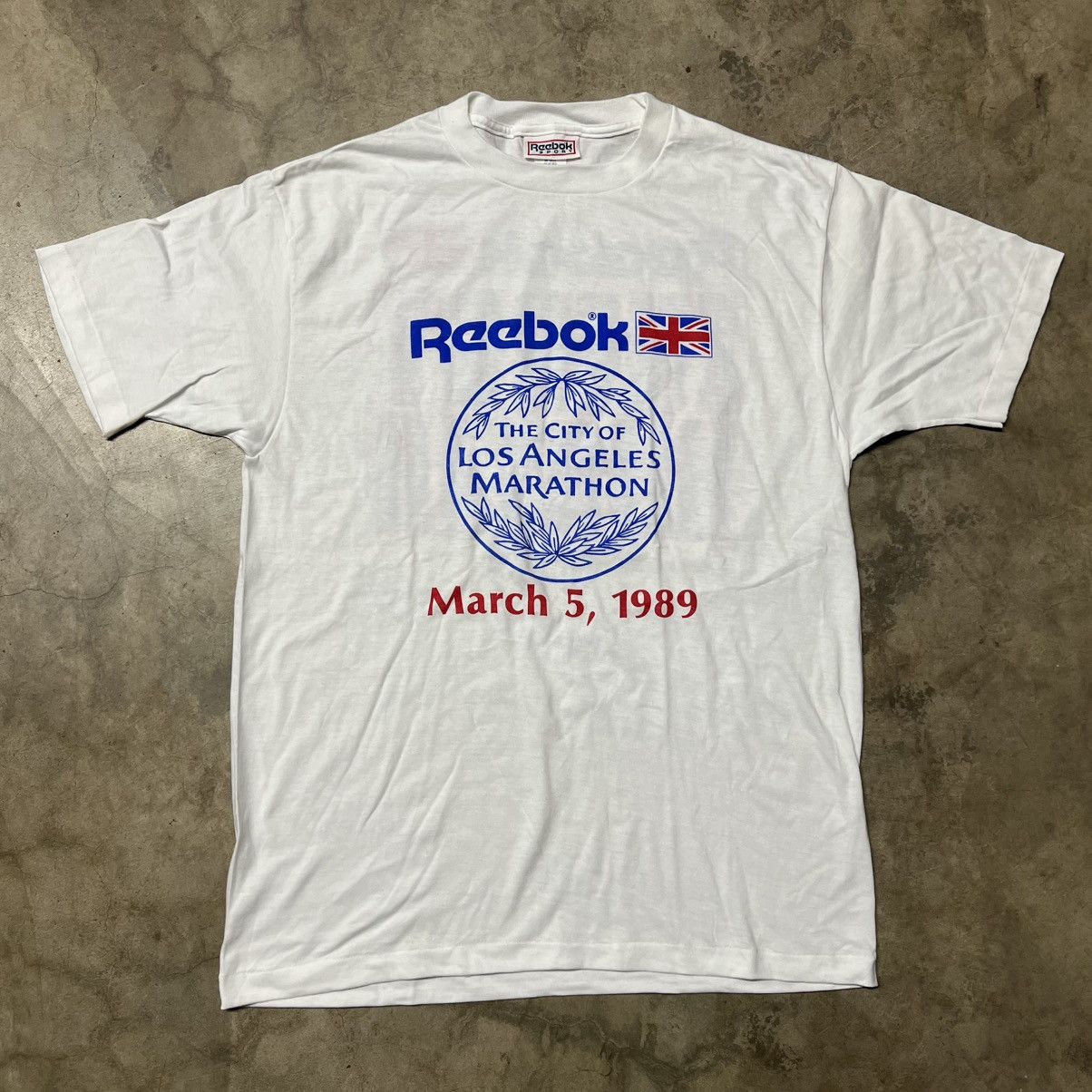 Reebok × Vintage Vintage 1989 Reebok LA Marathon 🇺🇸 Single Stitched T-Shirt Size US XL / EU 56 / 4 - 2 Thumbnail