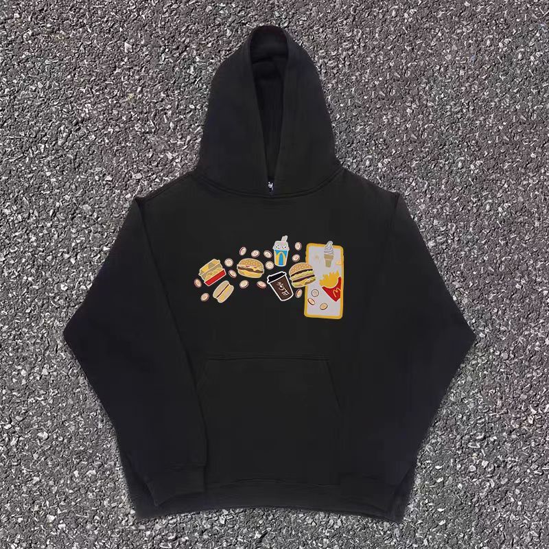 Japanese Brand Black street trend hamburger print hoodie y2k Size US M / EU 48-50 / 2 - 1 Thumbnail